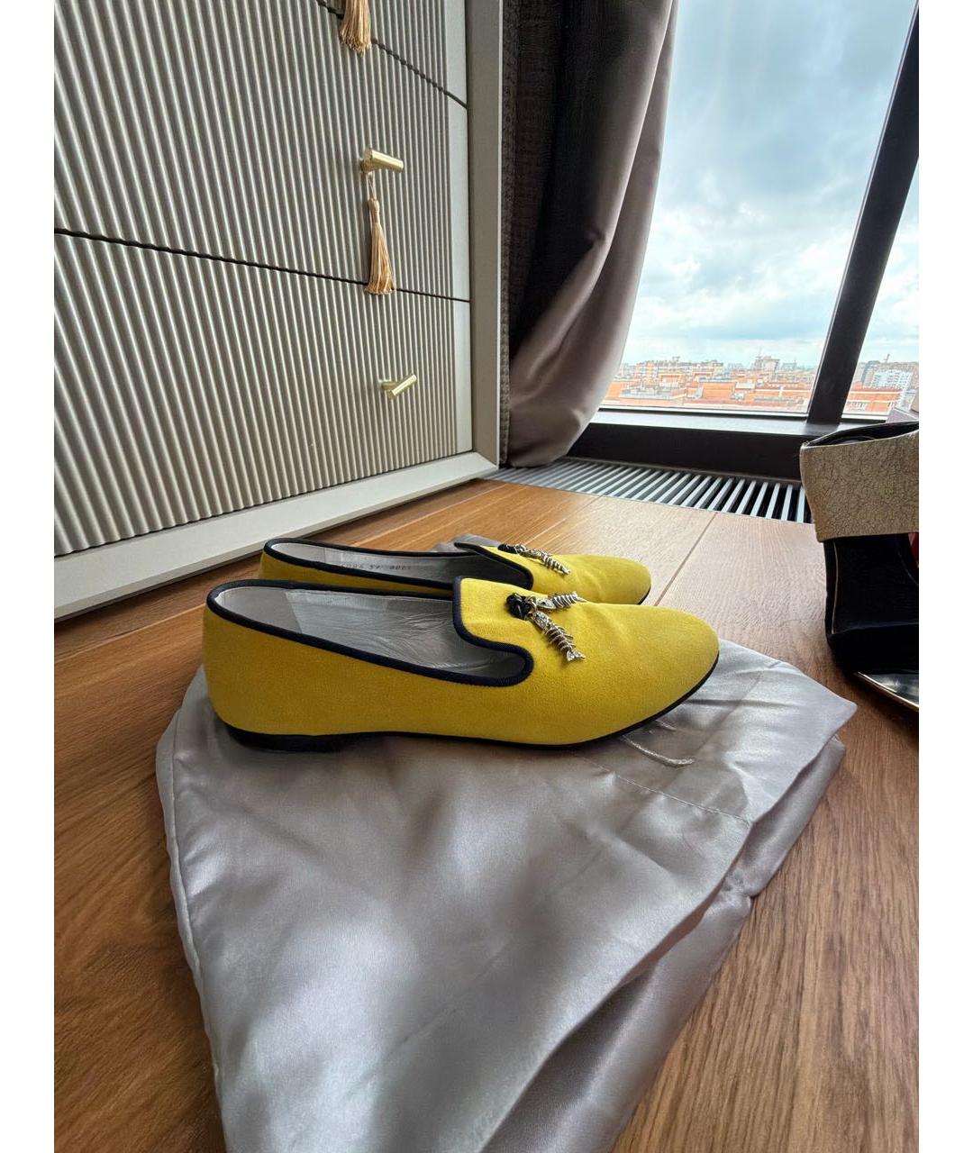 GIUSEPPE ZANOTTI DESIGN Желтые замшевые лоферы, фото 5