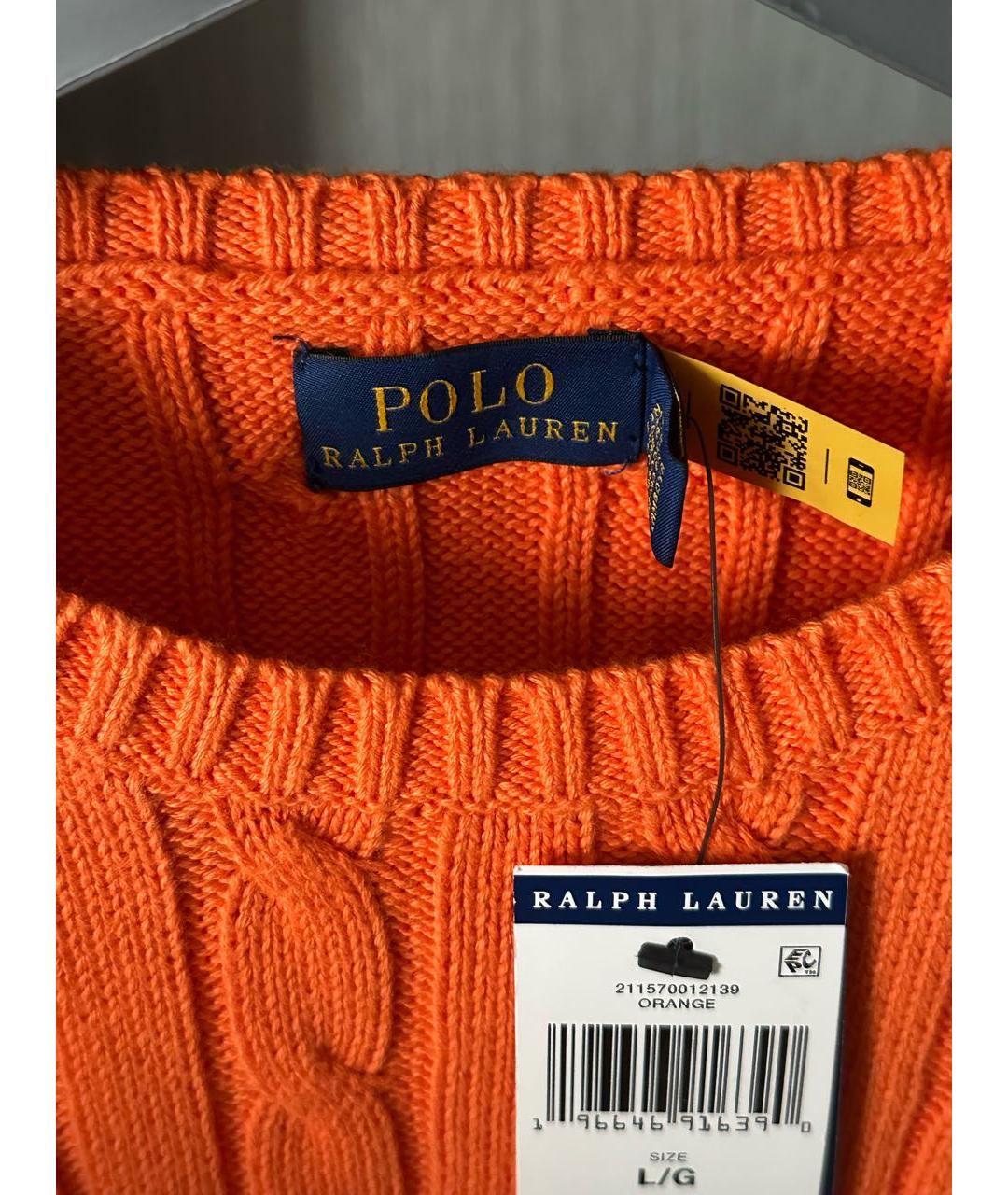 RALPH LAUREN Оранжевый хлопковый джемпер / свитер, фото 3
