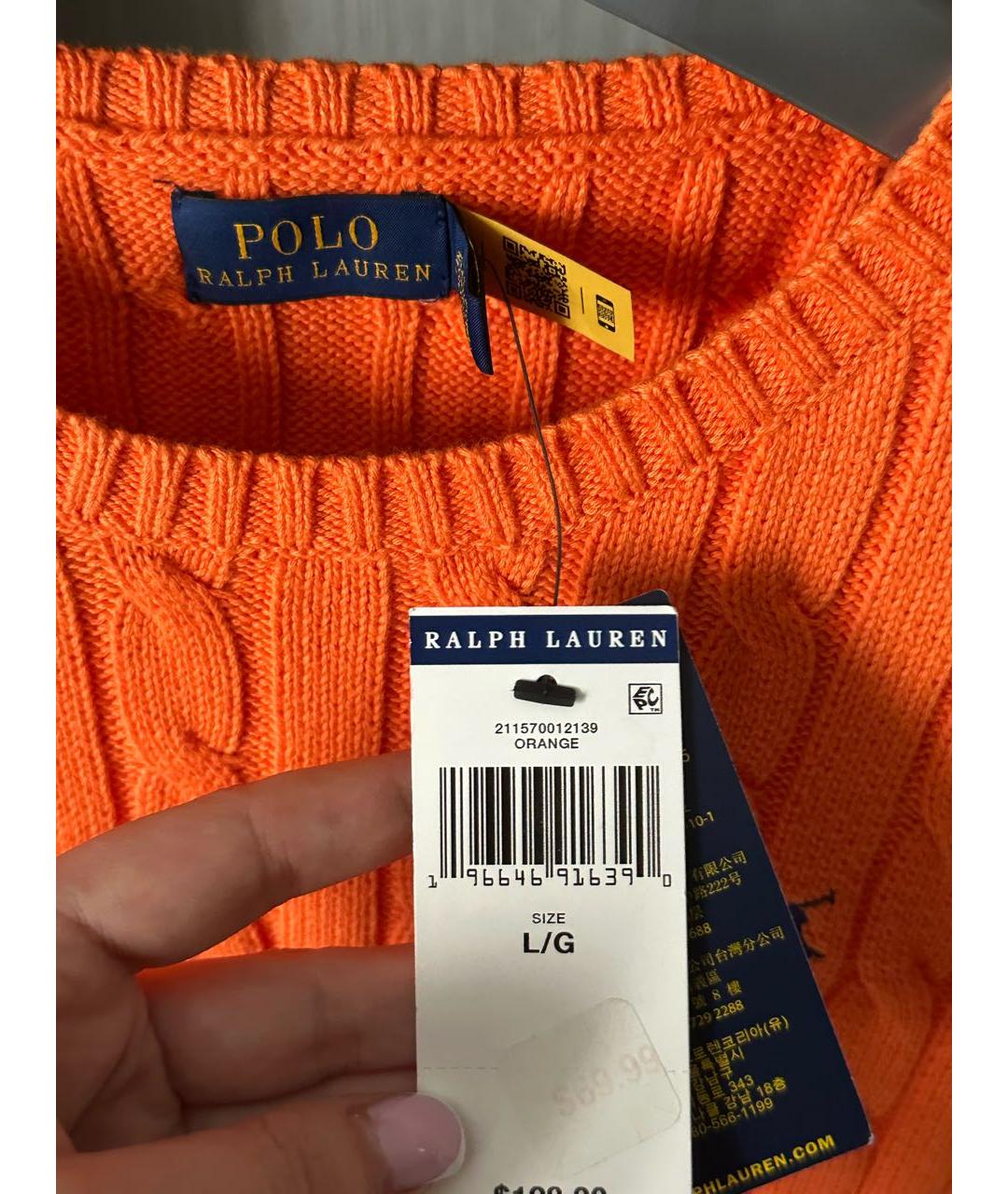 RALPH LAUREN Оранжевый хлопковый джемпер / свитер, фото 6