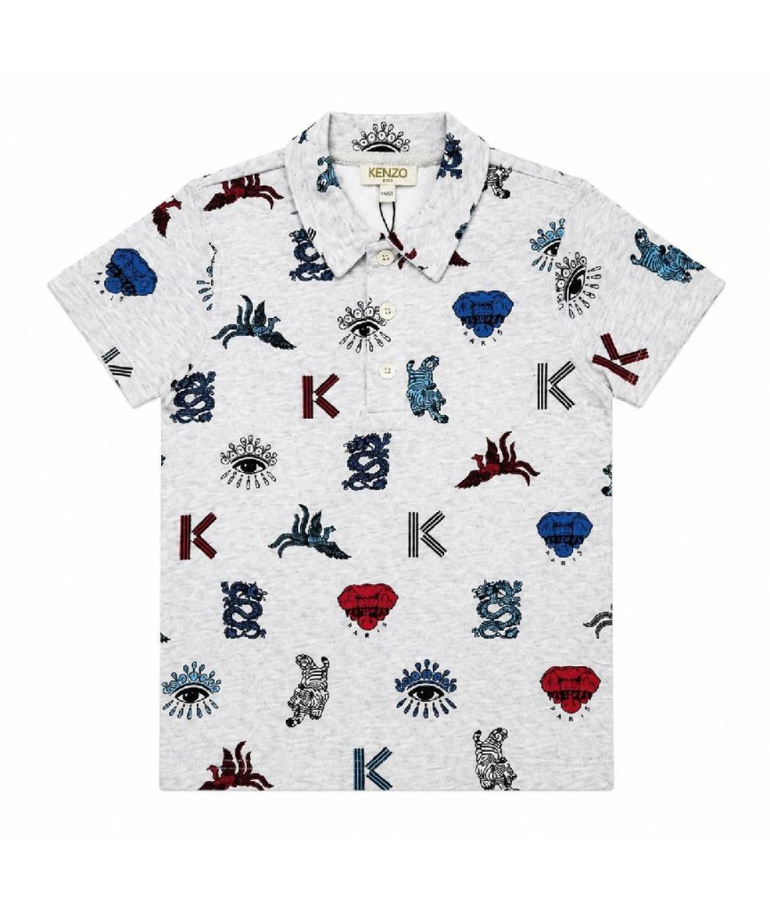 KENZO Серая хлопковая детская футболка, фото 2