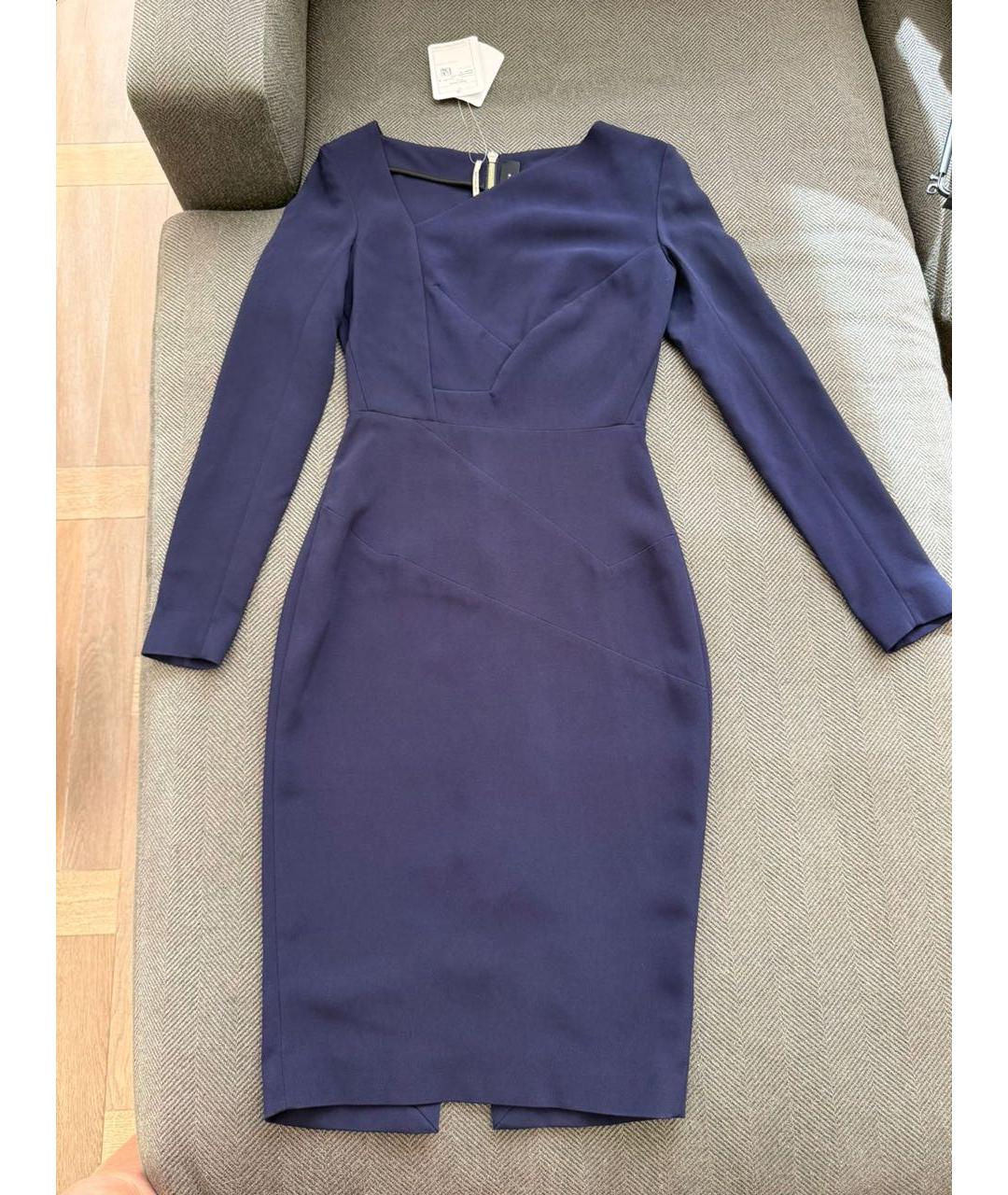 ROLAND MOURET Темно-синее вискозное коктейльное платье, фото 8