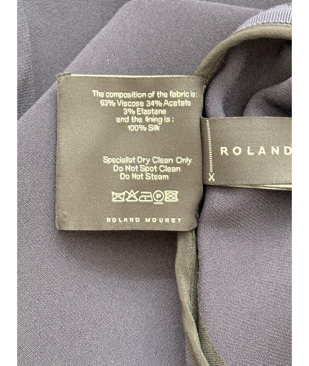 ROLAND MOURET Темно-синее вискозное коктейльное платье, фото 7