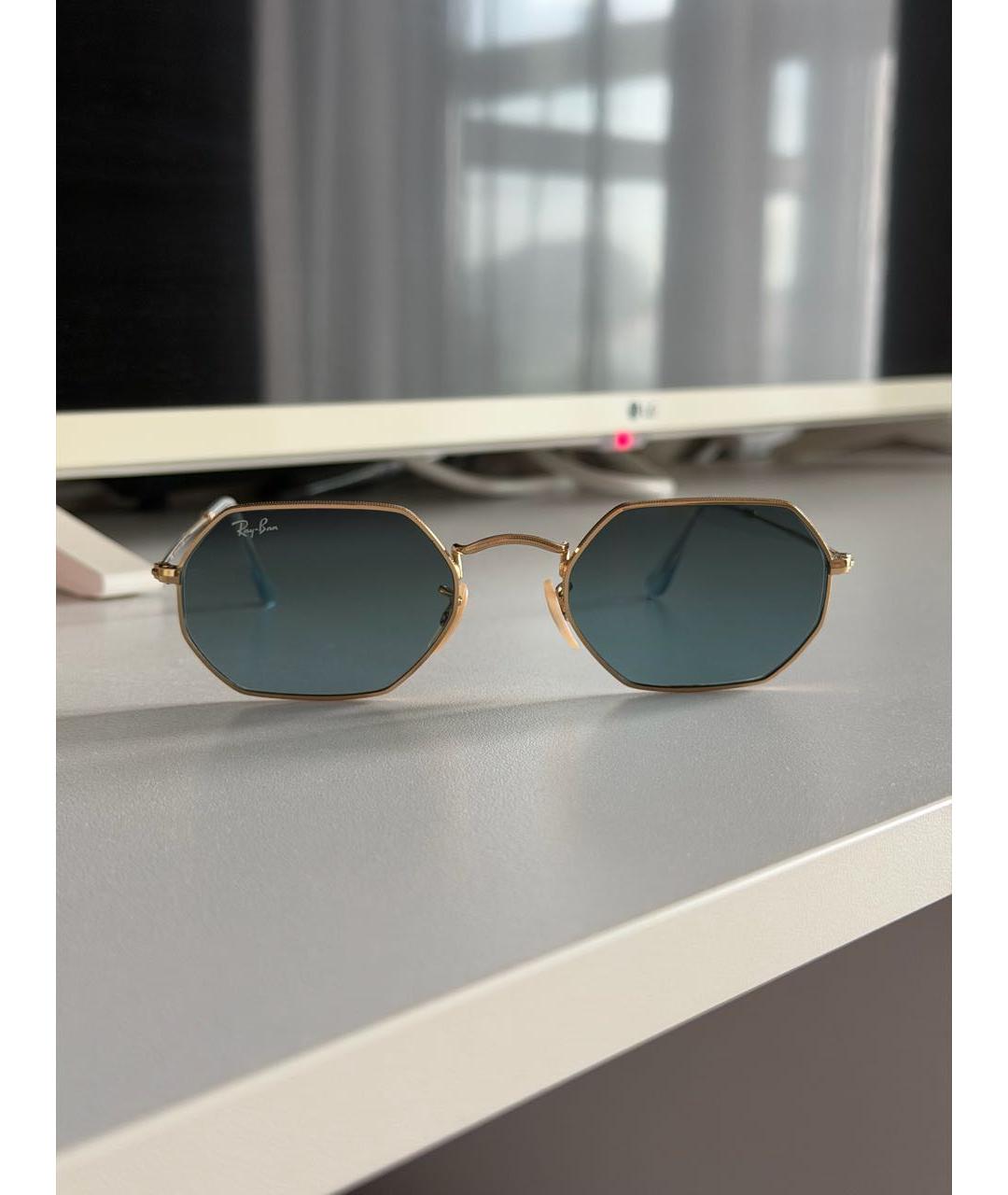RAY BAN Золотые металлические солнцезащитные очки, фото 5