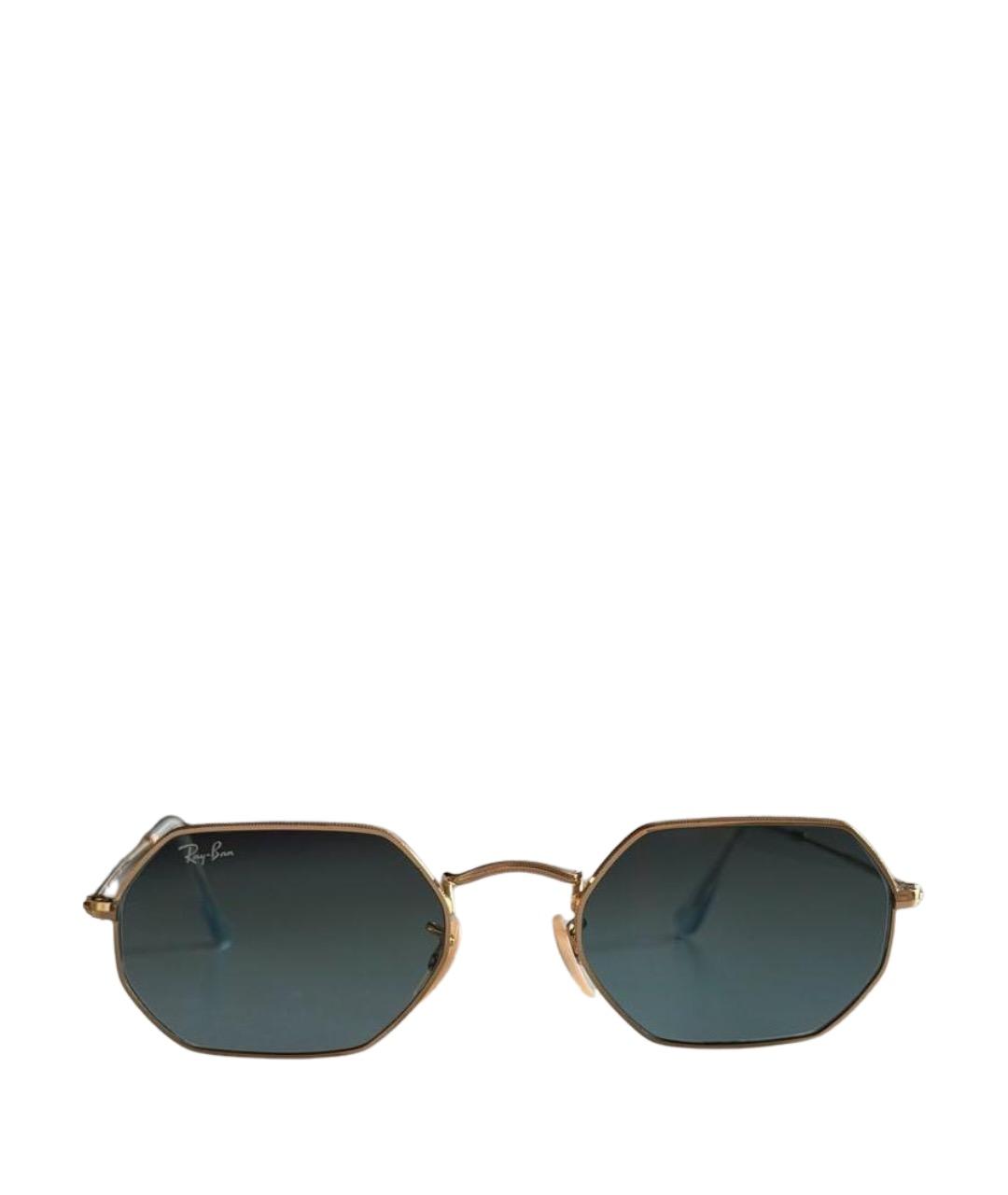 RAY BAN Золотые металлические солнцезащитные очки, фото 1
