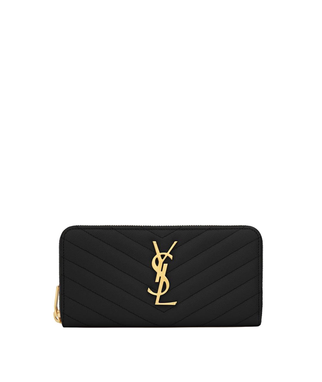 SAINT LAURENT Черный кожаный кошелек, фото 1
