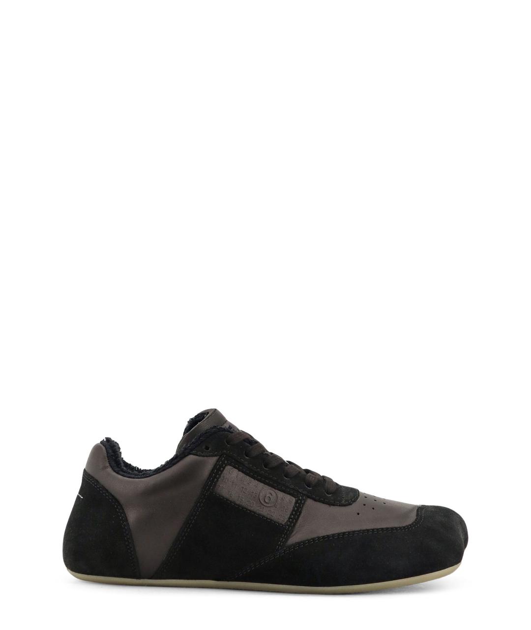 MM6 MAISON MARGIELA Черные кожаные низкие кроссовки / кеды, фото 1