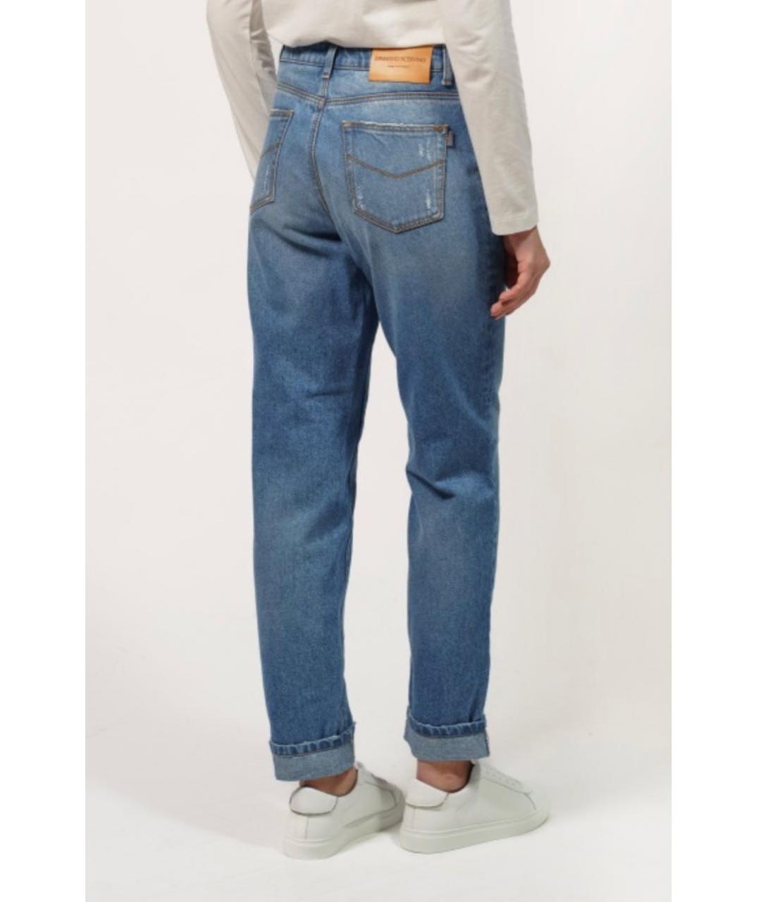 ERMANNO SCERVINO Голубые хлопковые прямые джинсы, фото 3