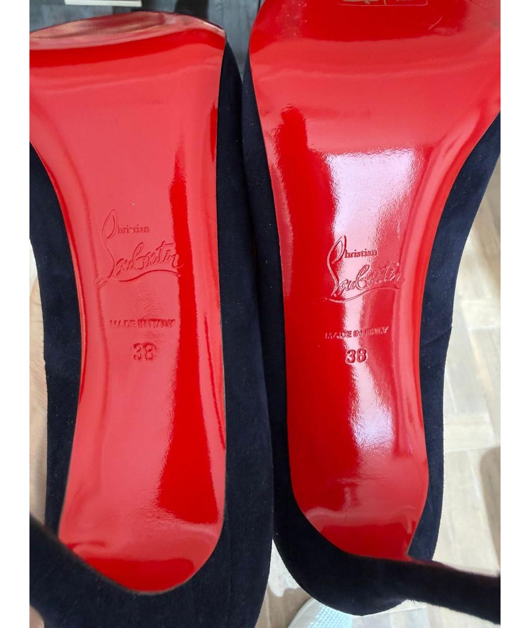 CHRISTIAN LOUBOUTIN Темно-синие замшевые туфли, фото 4
