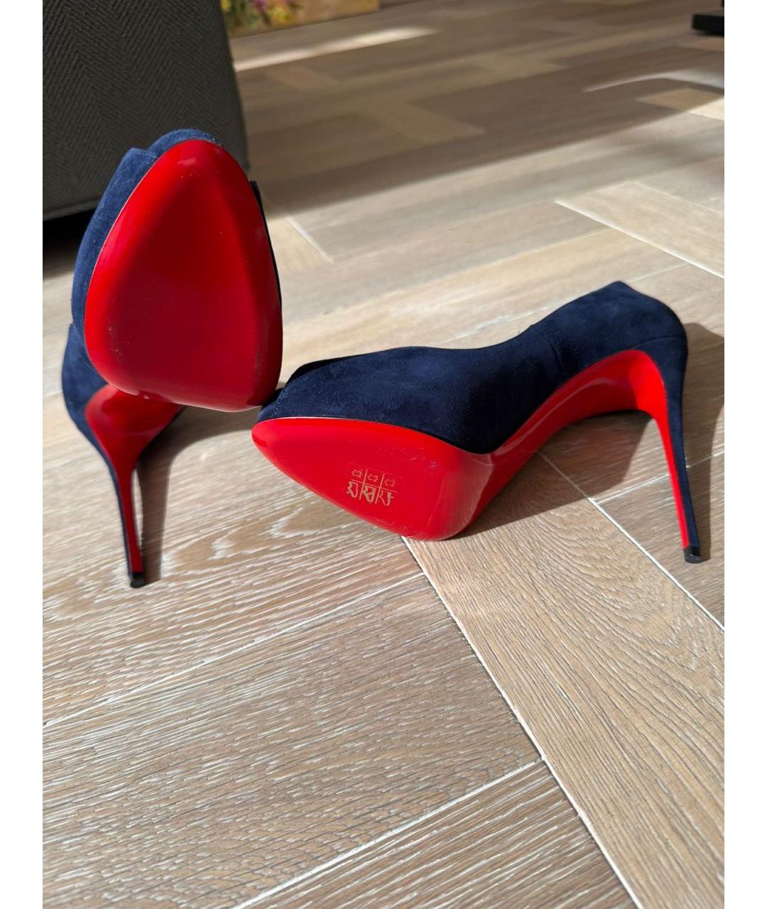 CHRISTIAN LOUBOUTIN Темно-синие замшевые туфли, фото 3