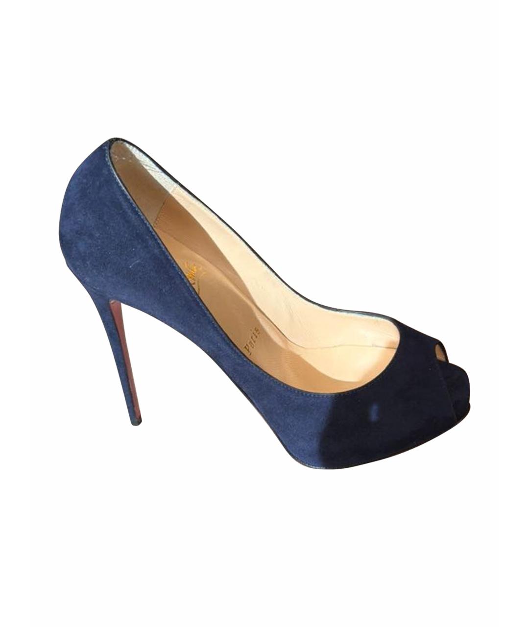 CHRISTIAN LOUBOUTIN Темно-синие замшевые туфли, фото 1