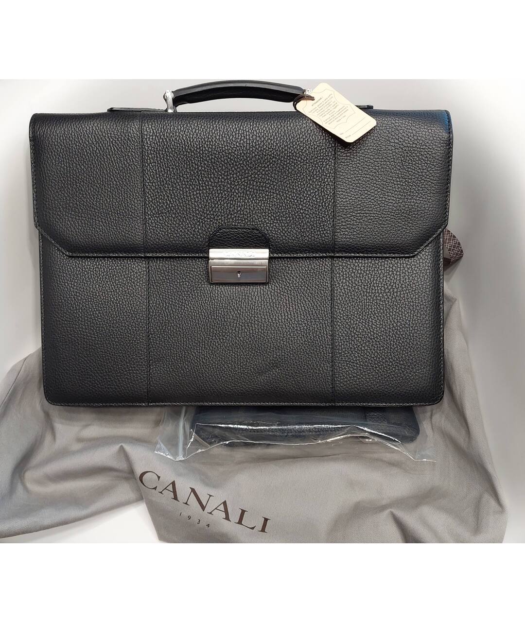 CANALI Черный кожаный портфель, фото 2