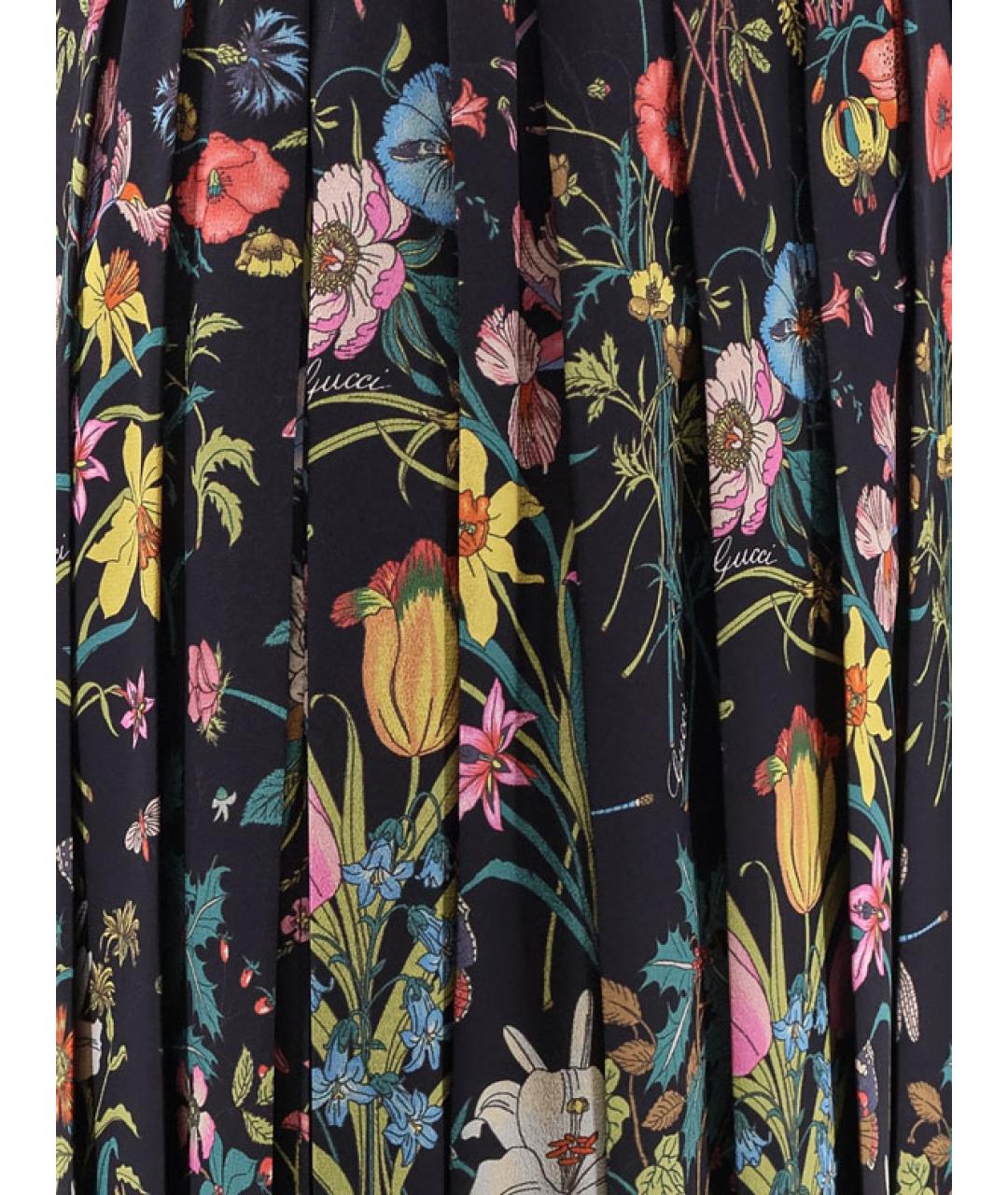 GUCCI Черная шелковая юбка миди, фото 3