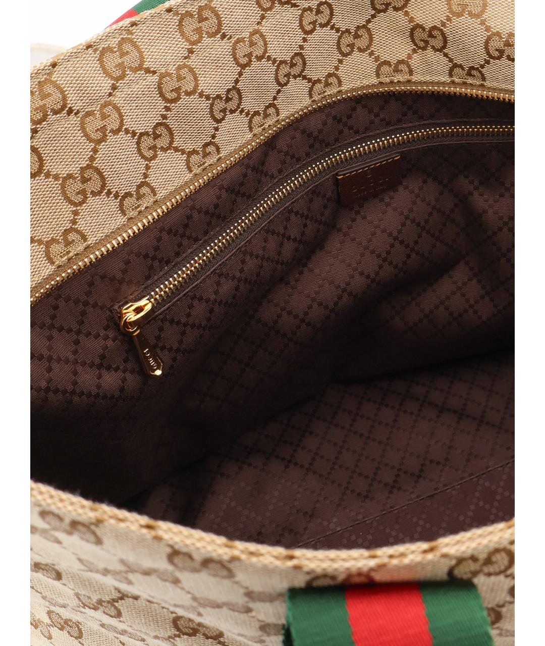 GUCCI Бежевая тканевая сумка тоут, фото 3