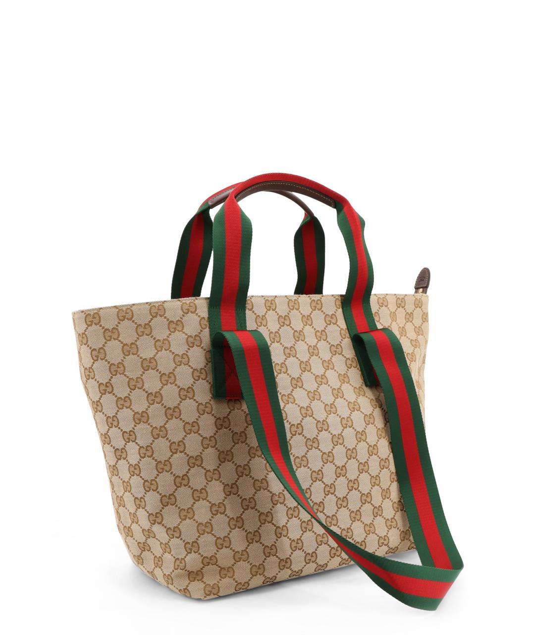GUCCI Бежевая тканевая сумка тоут, фото 2