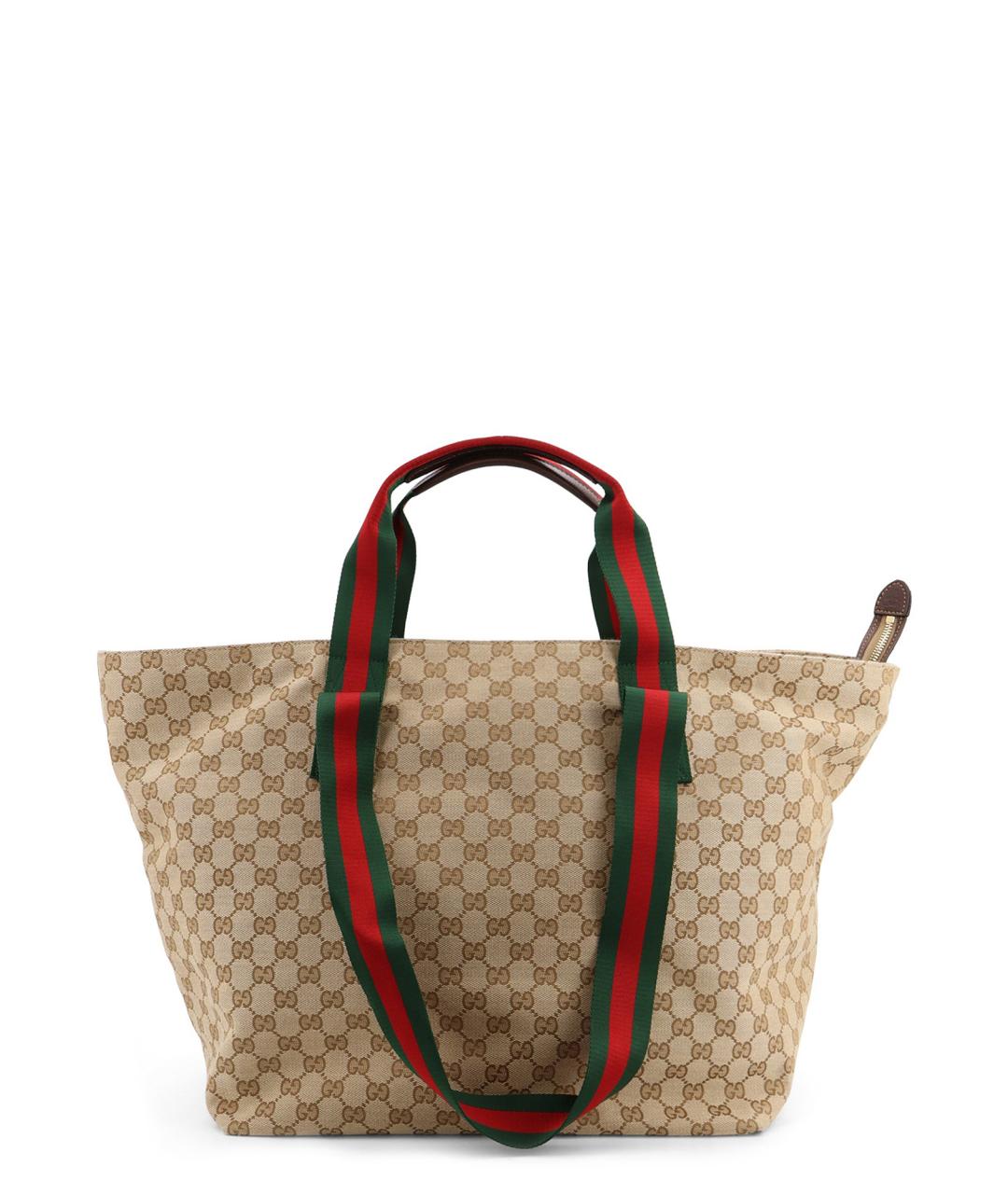 GUCCI Бежевая тканевая сумка тоут, фото 1