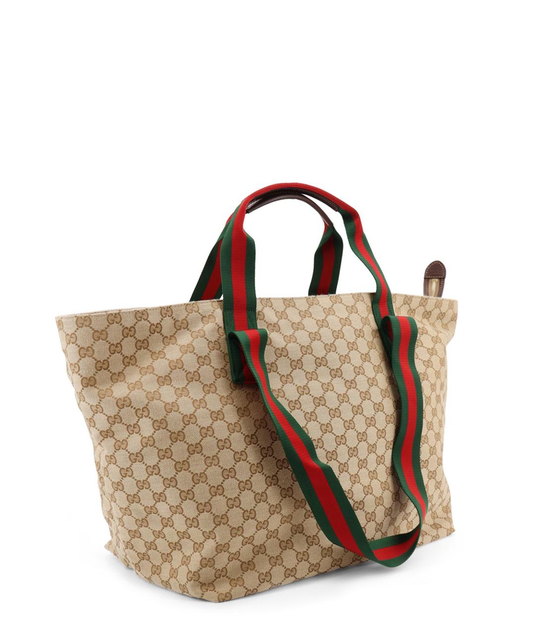 GUCCI Бежевая тканевая сумка тоут, фото 3