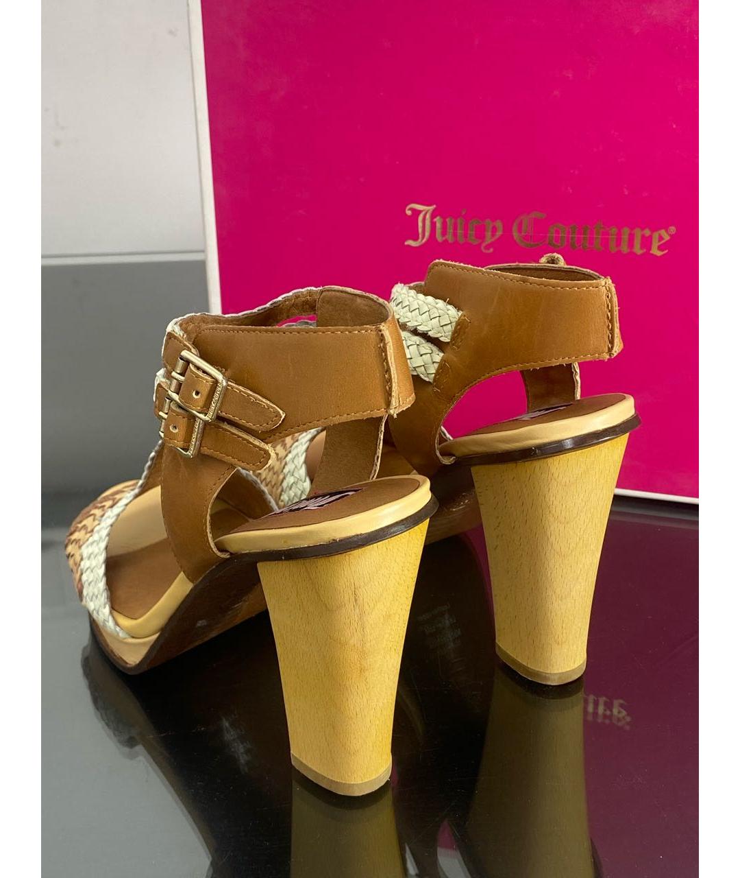 JUICY COUTURE Бежевые кожаные босоножки, фото 4