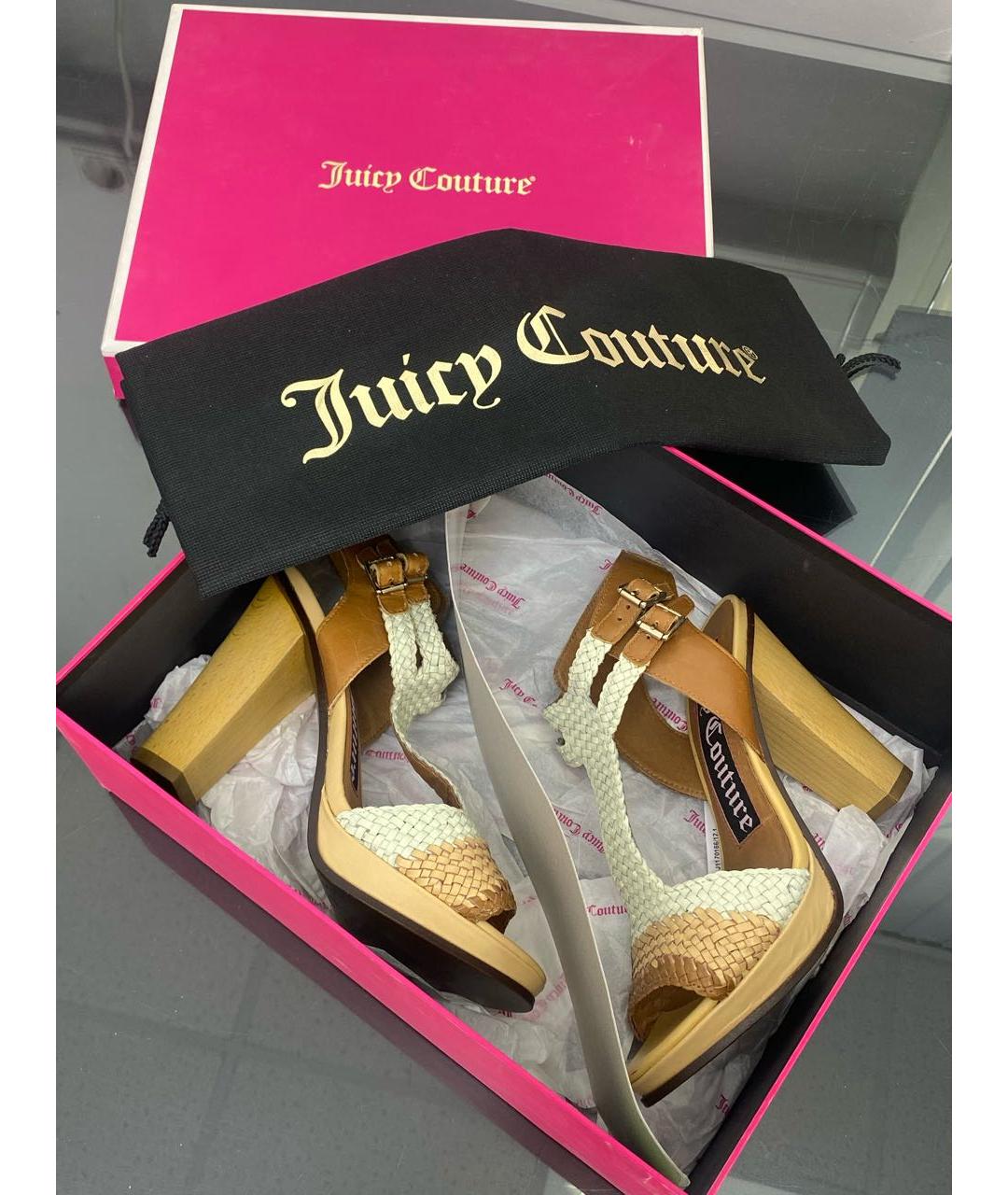 JUICY COUTURE Бежевые кожаные босоножки, фото 5