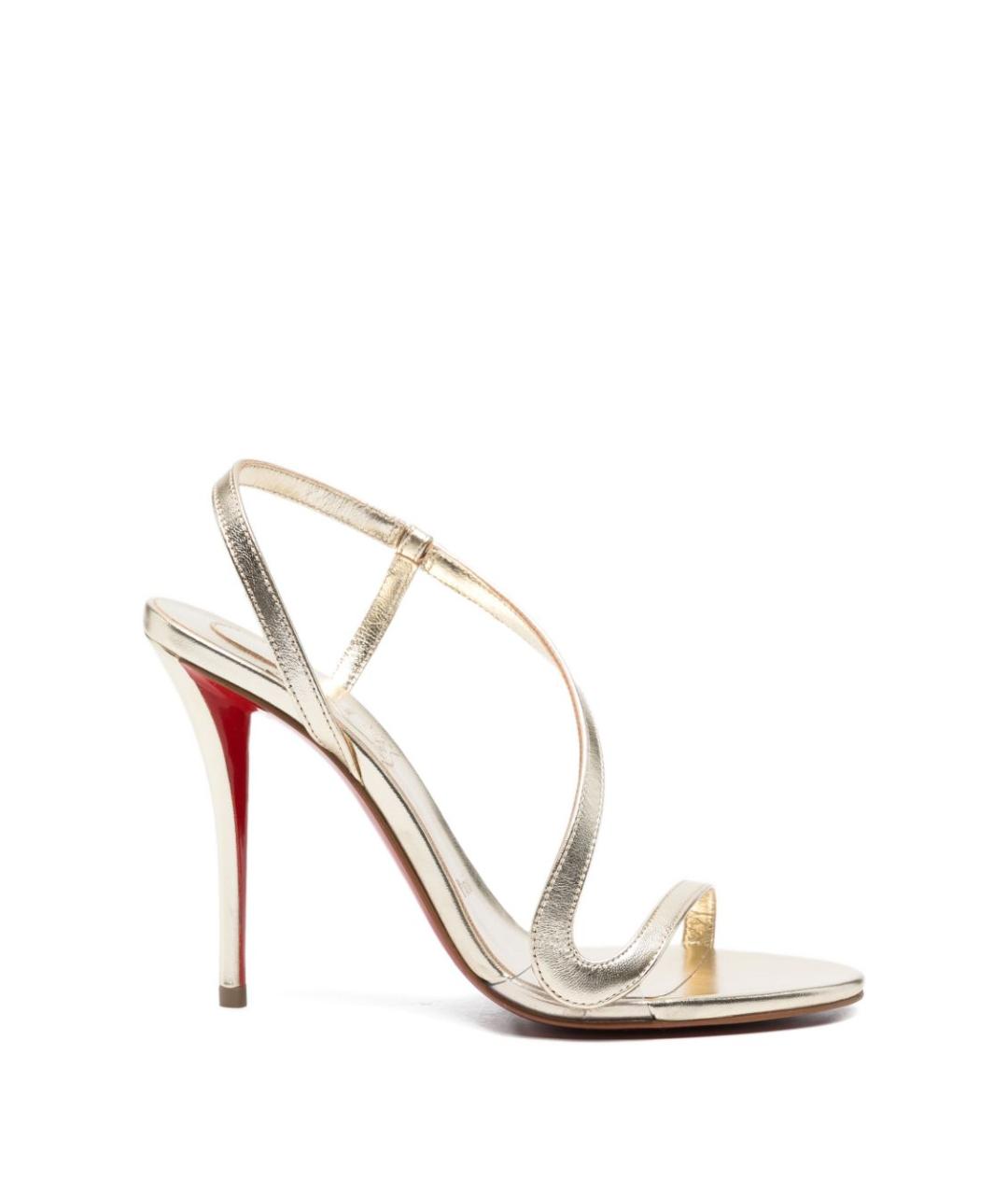 CHRISTIAN LOUBOUTIN Серебряные кожаные босоножки, фото 1