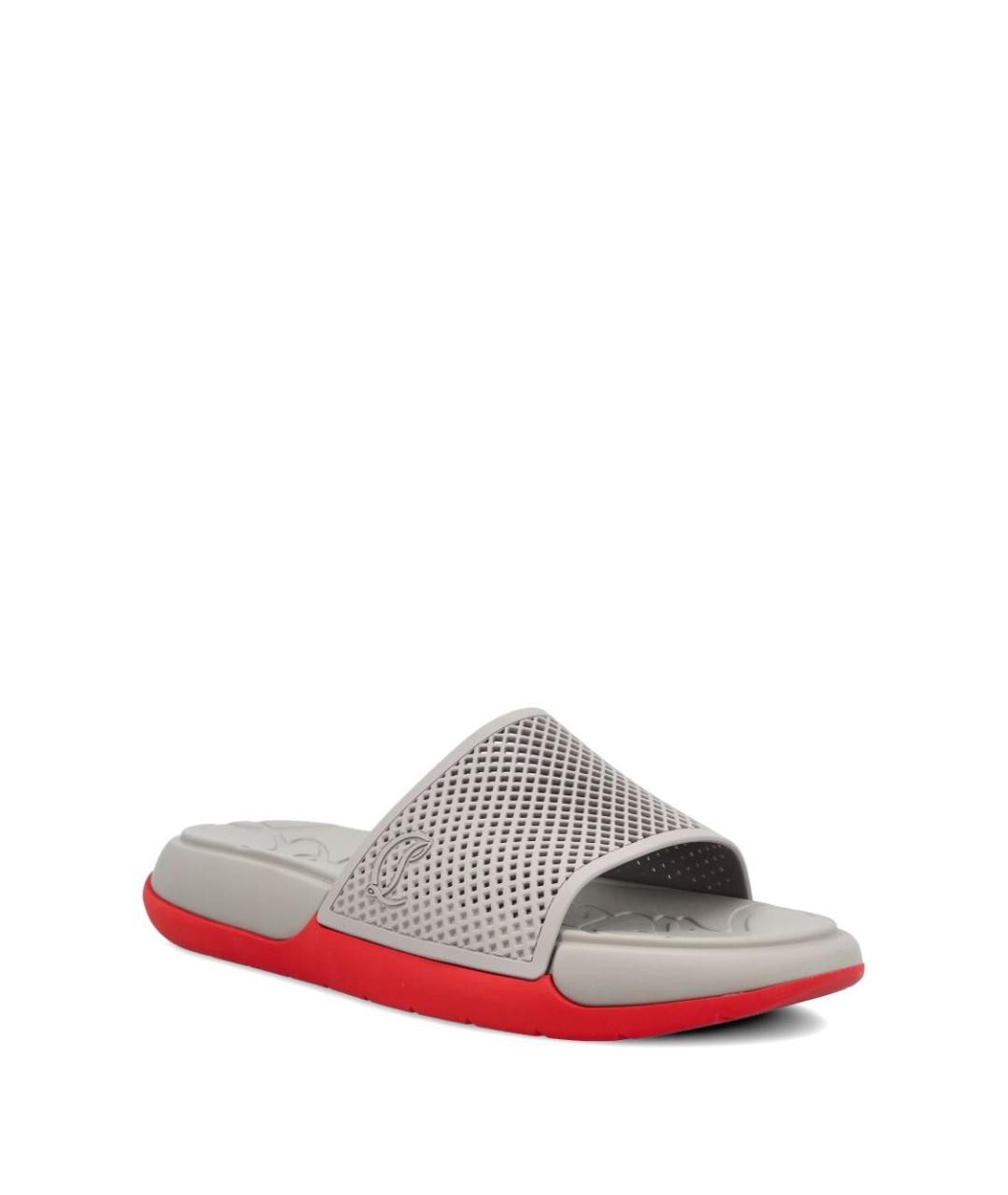 CHRISTIAN LOUBOUTIN Серые резиновые шлепанцы, фото 4