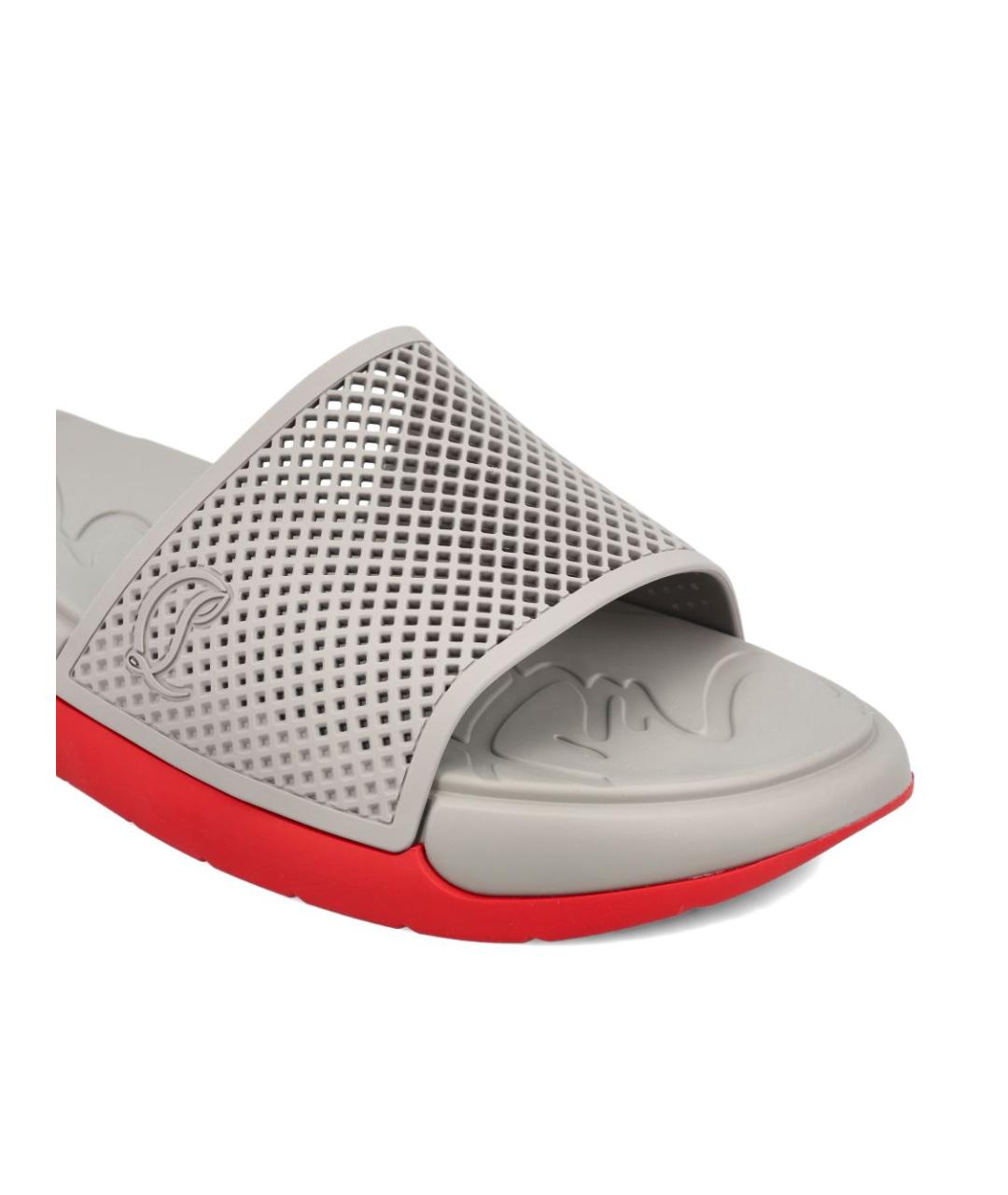 CHRISTIAN LOUBOUTIN Серые резиновые шлепанцы, фото 2
