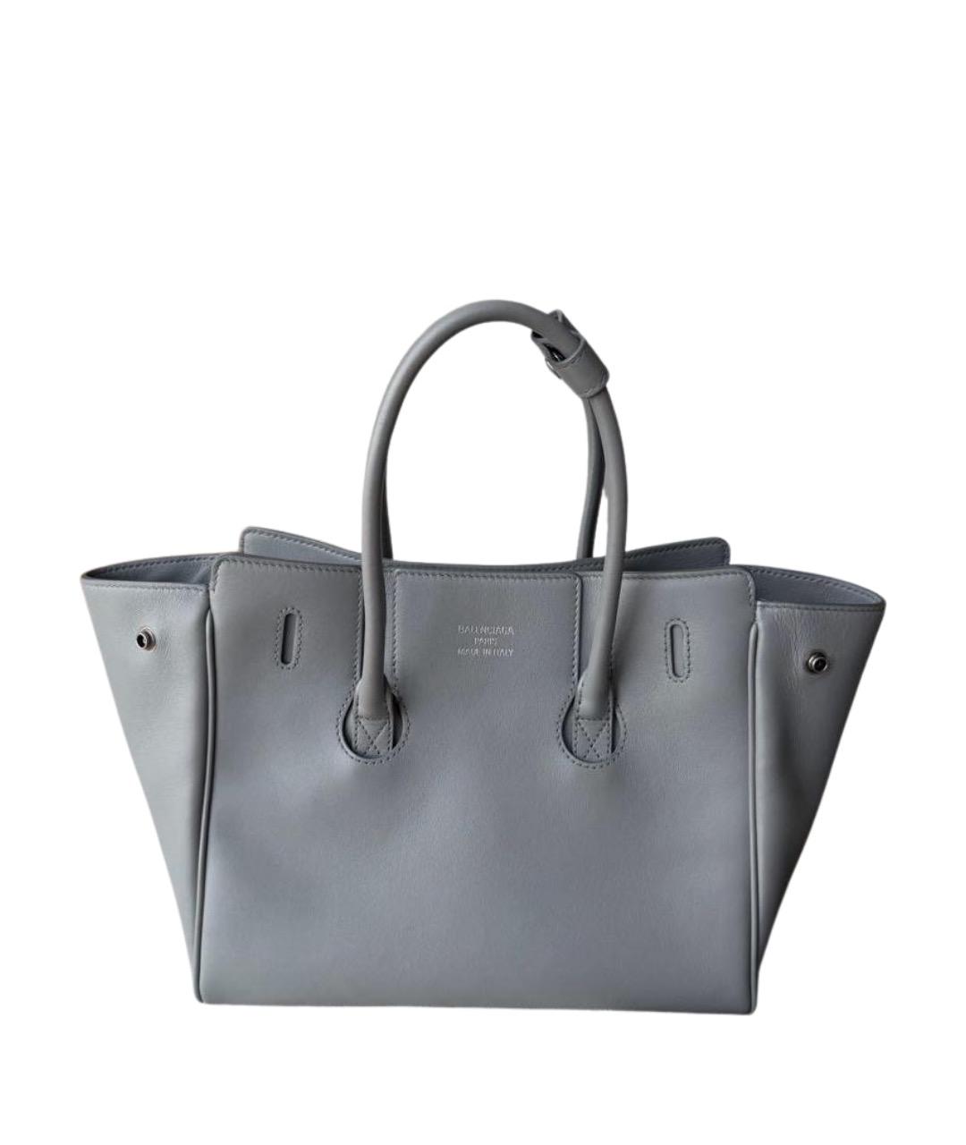 BALENCIAGA Серая кожаная сумка с короткими ручками, фото 1