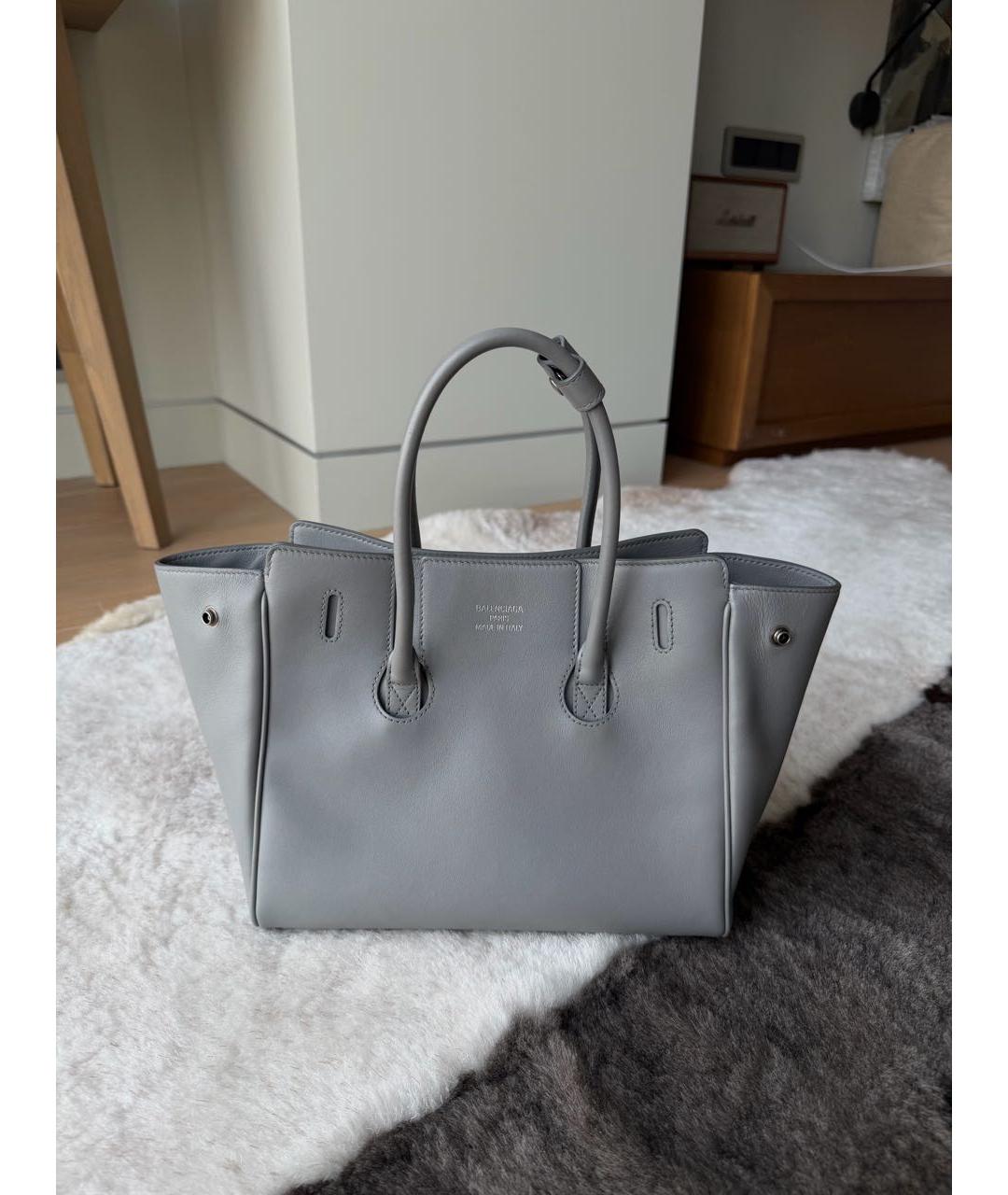BALENCIAGA Серая кожаная сумка с короткими ручками, фото 5