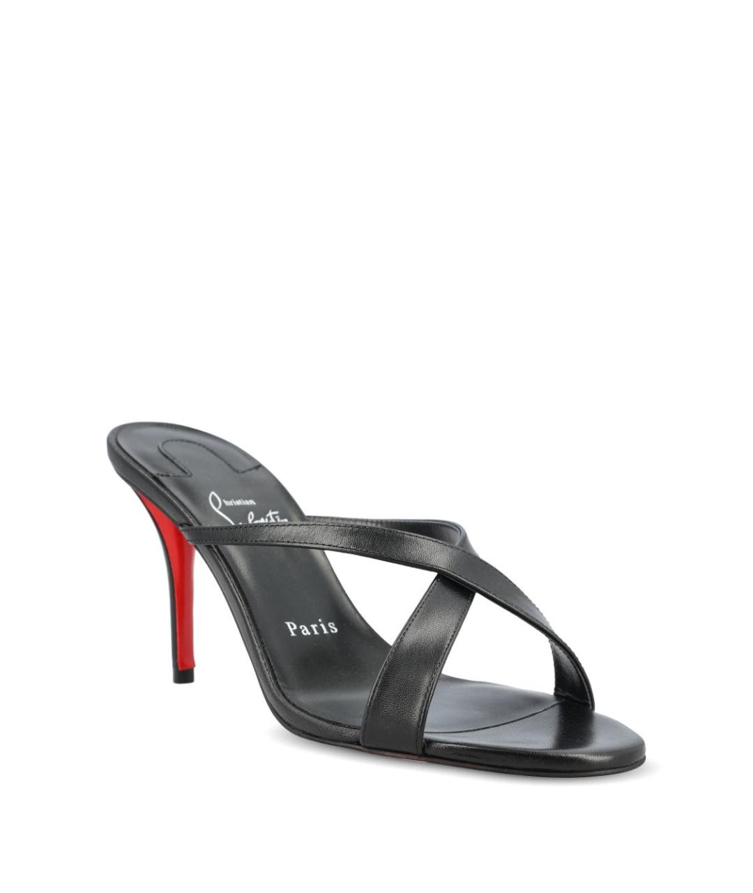CHRISTIAN LOUBOUTIN Черные кожаные мюли, фото 3