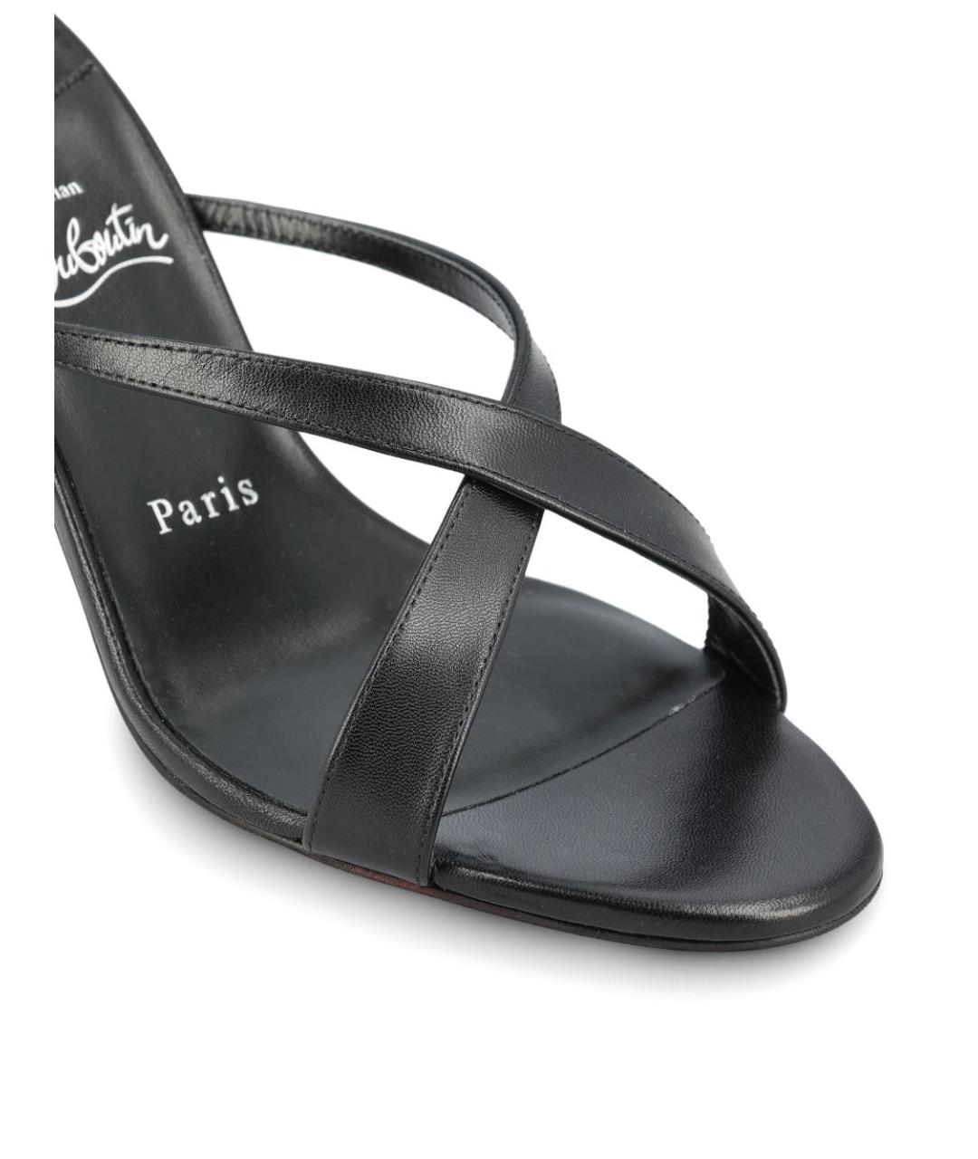 CHRISTIAN LOUBOUTIN Черные кожаные мюли, фото 2