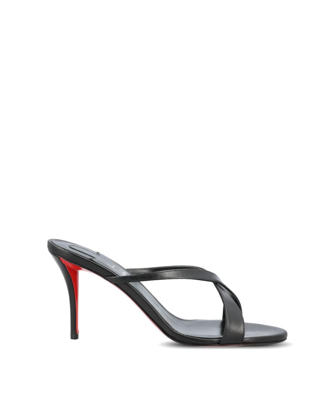 CHRISTIAN LOUBOUTIN Черные кожаные мюли, фото 1
