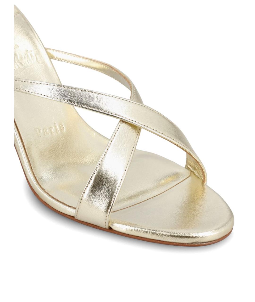 CHRISTIAN LOUBOUTIN Золотые кожаные мюли, фото 4