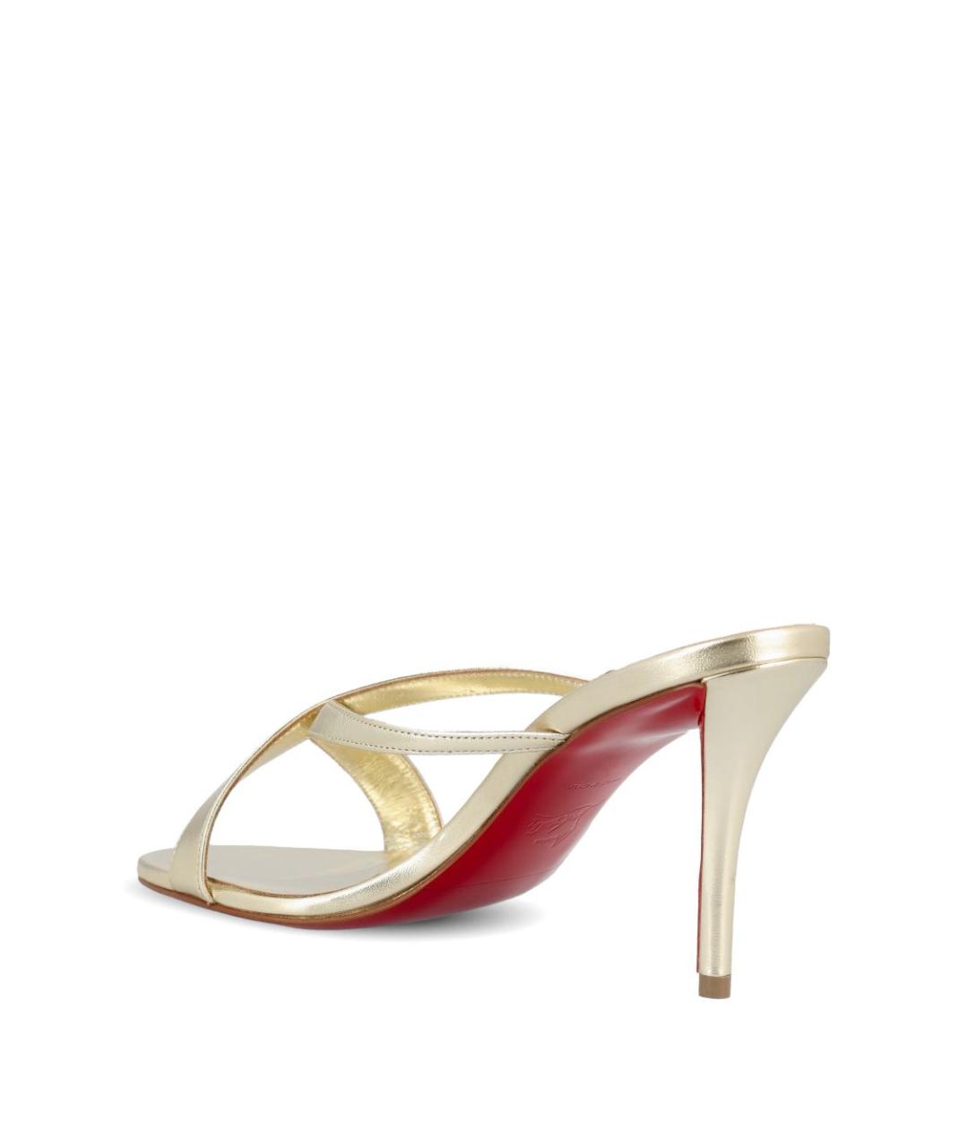 CHRISTIAN LOUBOUTIN Золотые кожаные мюли, фото 2