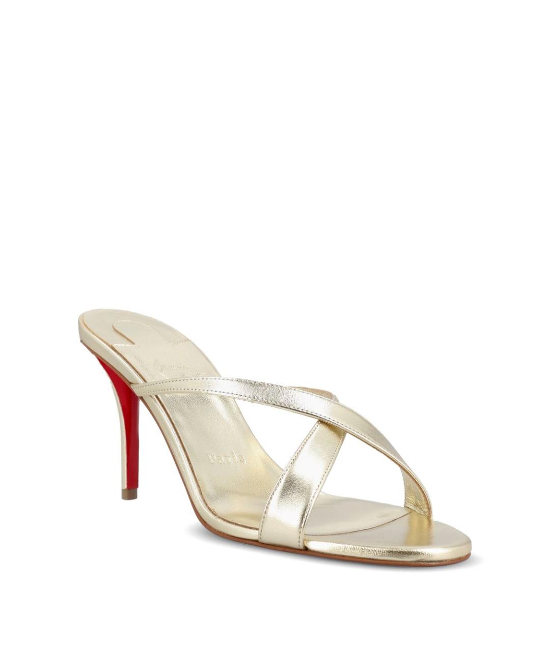 CHRISTIAN LOUBOUTIN Золотые кожаные мюли, фото 3