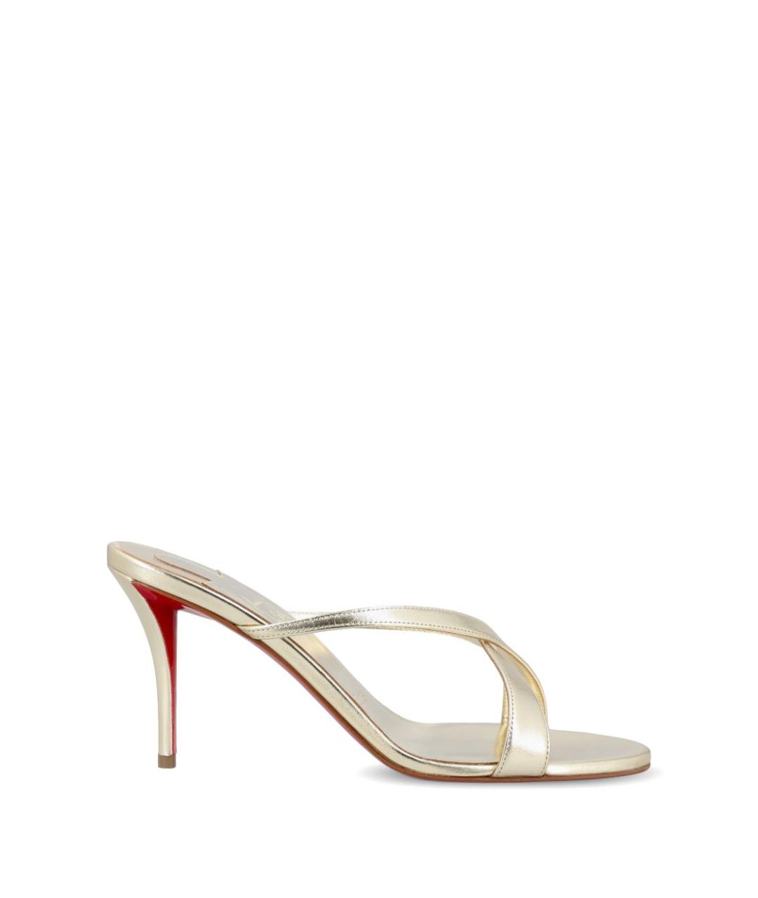 CHRISTIAN LOUBOUTIN Золотые кожаные мюли, фото 1