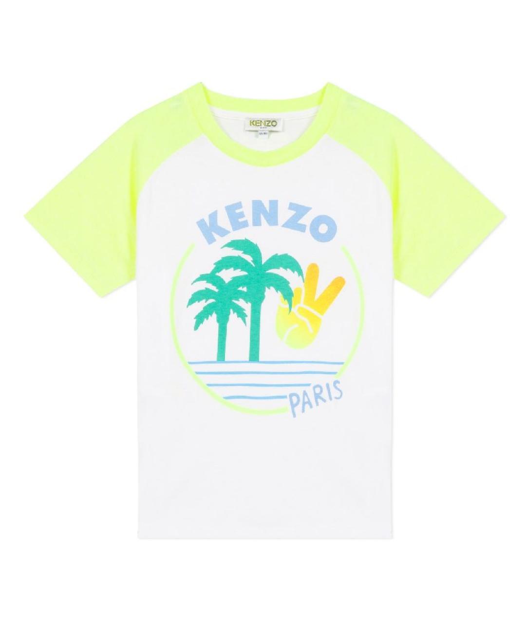 KENZO Белая хлопковая детская футболка, фото 4
