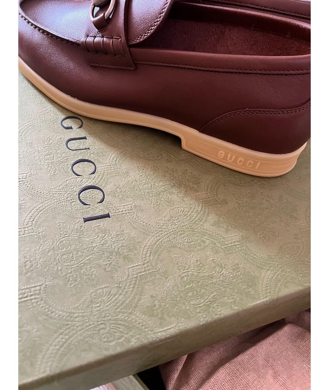 GUCCI Коричневые кожаные мокасины, фото 7