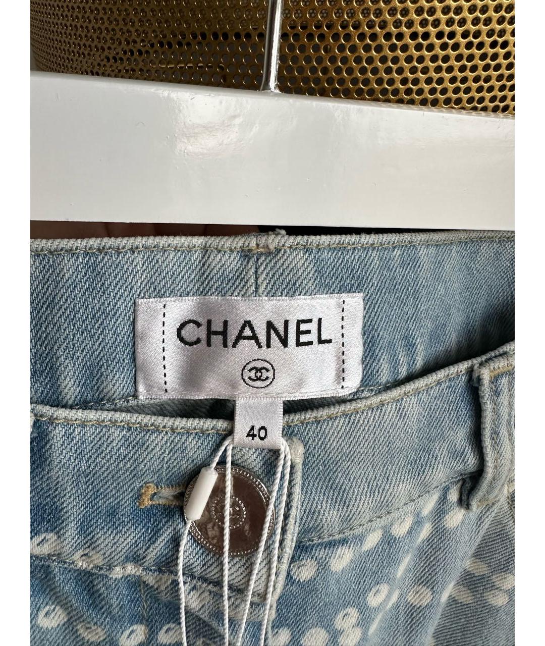 CHANEL Голубые хлопковые прямые джинсы, фото 3