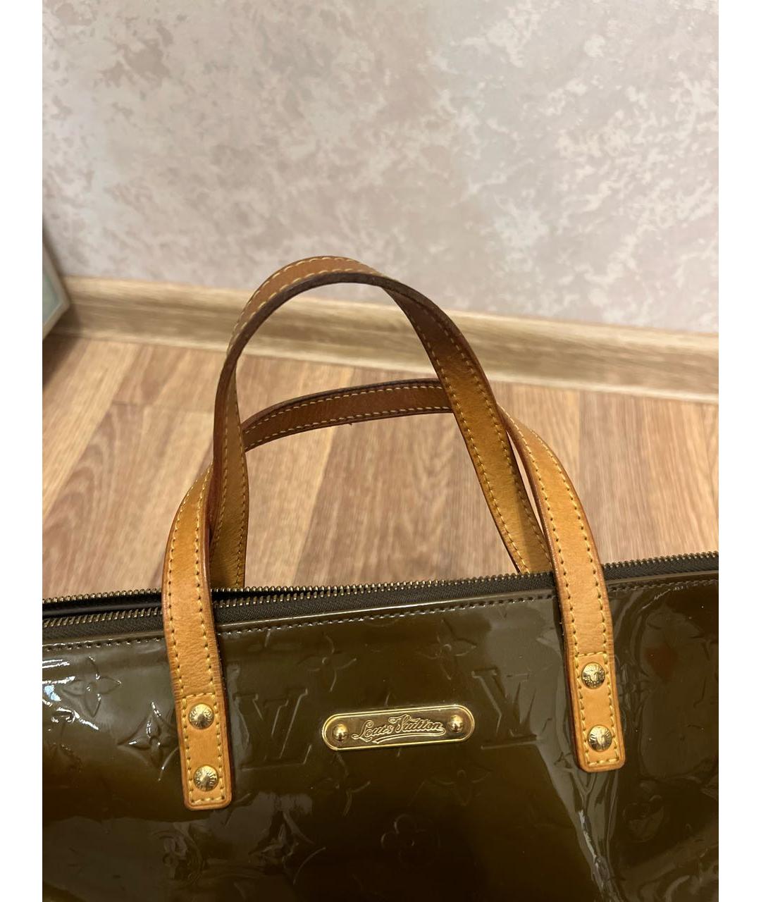 LOUIS VUITTON Хаки сумка тоут из лакированной кожи, фото 7