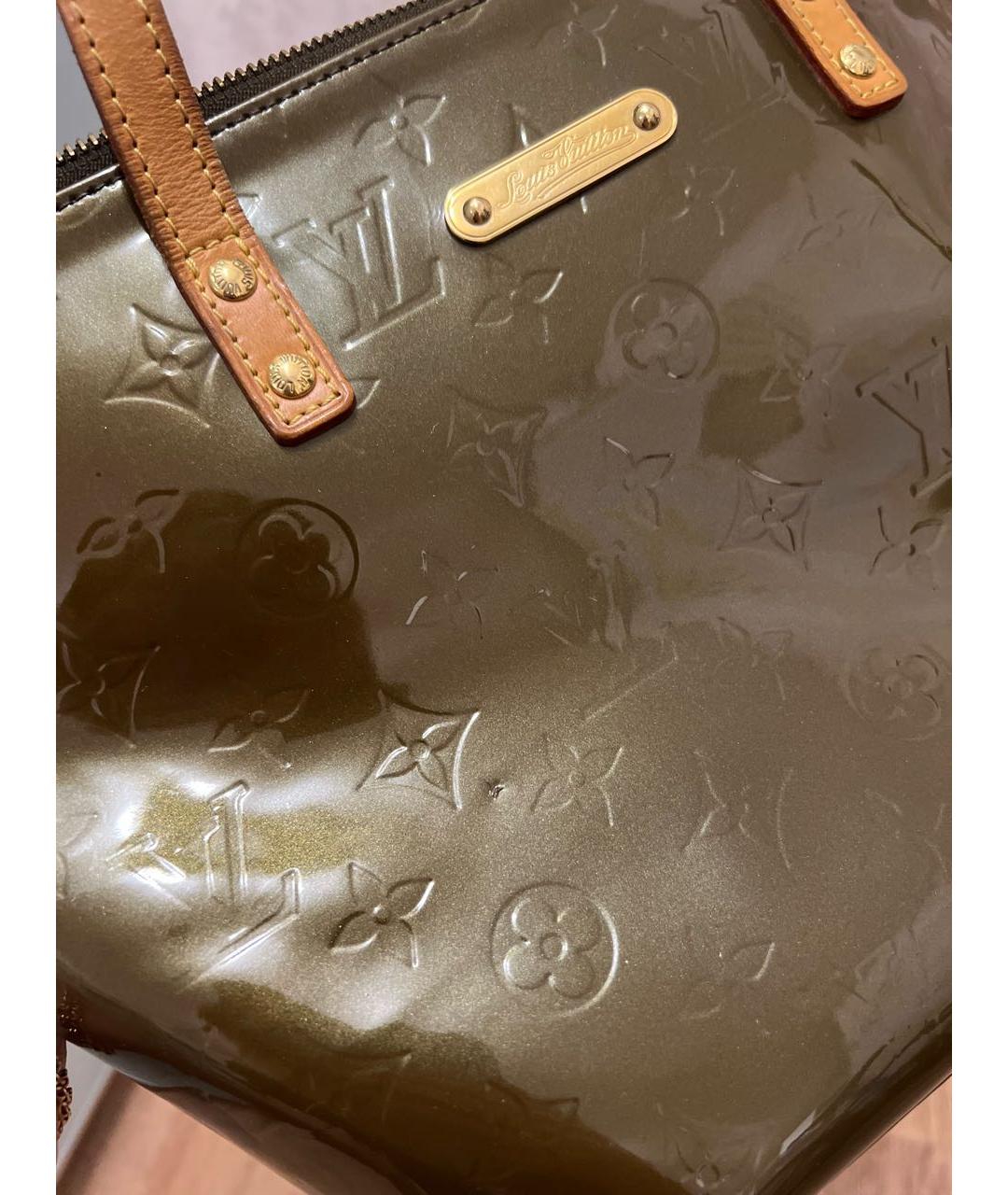 LOUIS VUITTON Хаки сумка тоут из лакированной кожи, фото 2