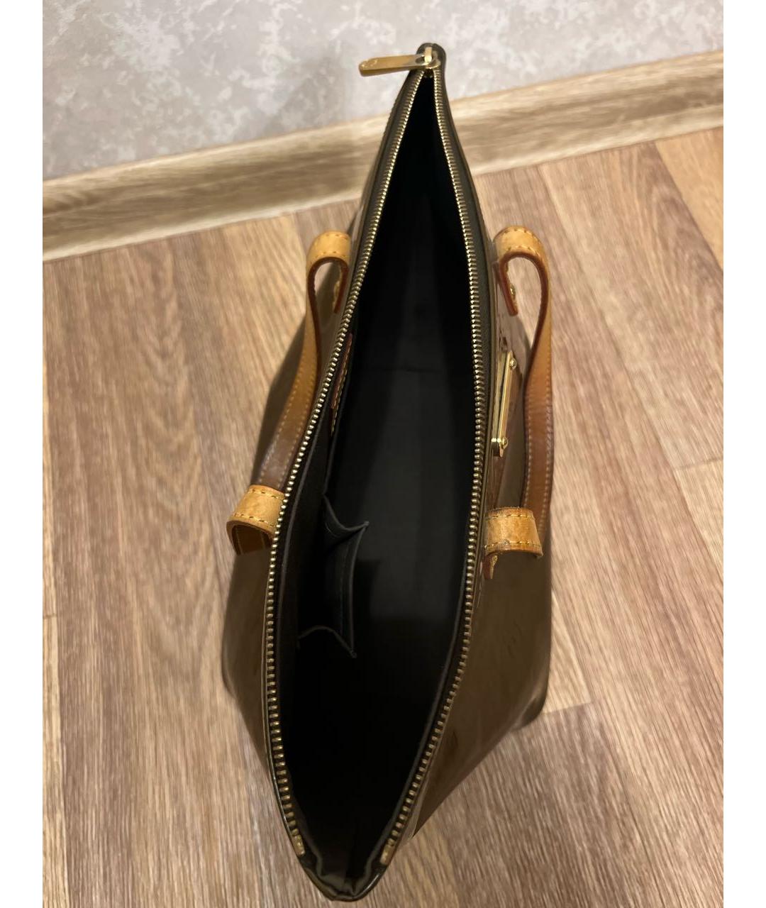 LOUIS VUITTON Хаки сумка тоут из лакированной кожи, фото 5