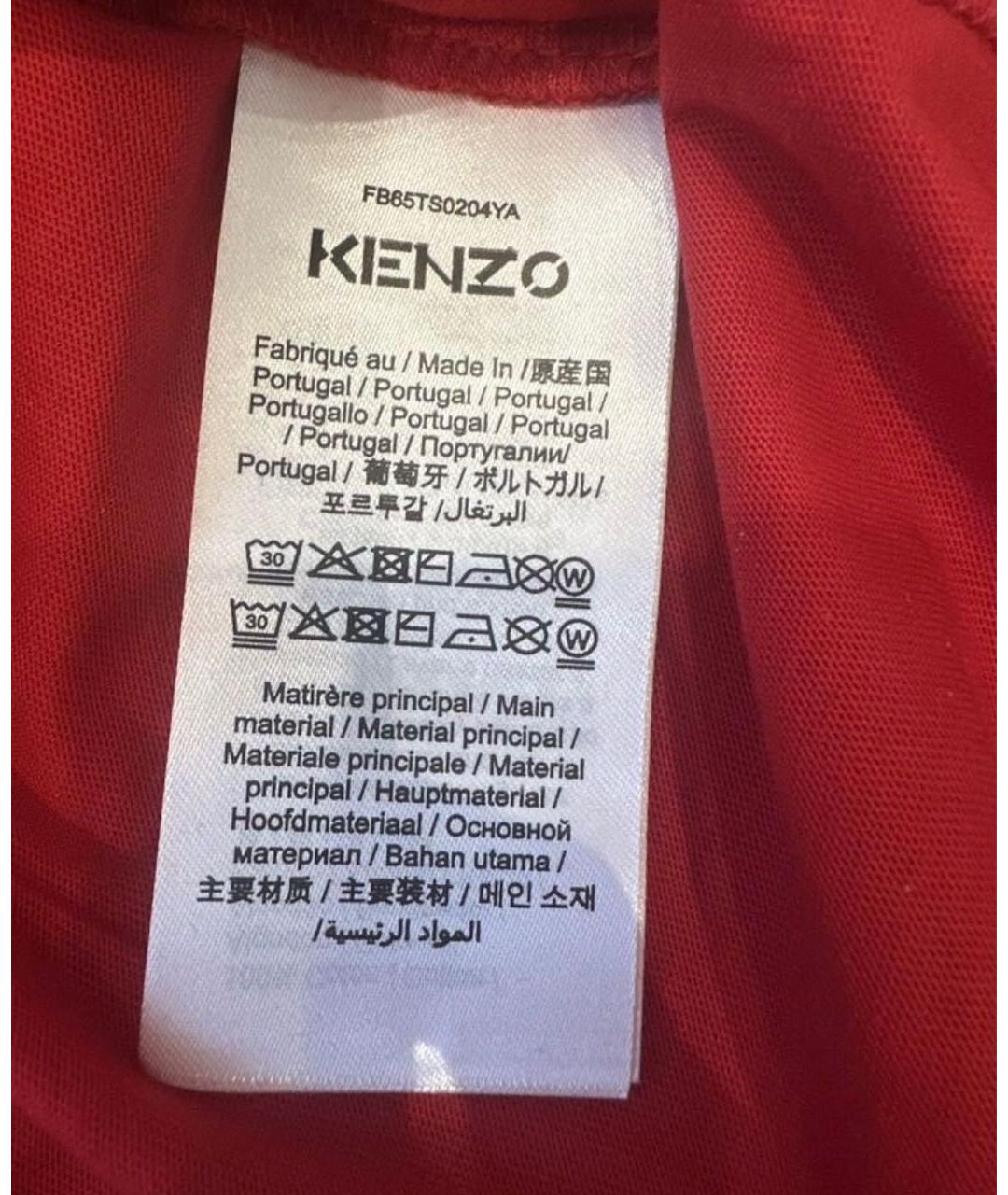 KENZO Красная хлопковая футболка, фото 6