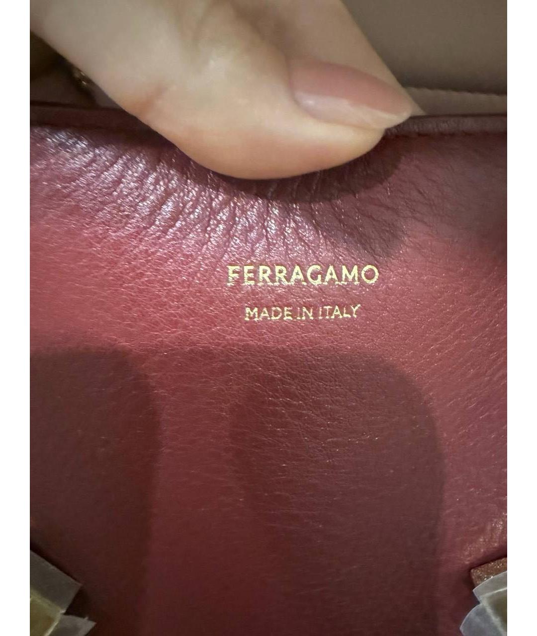 FERRAGAMO Бордовая кожаная сумка с короткими ручками, фото 5