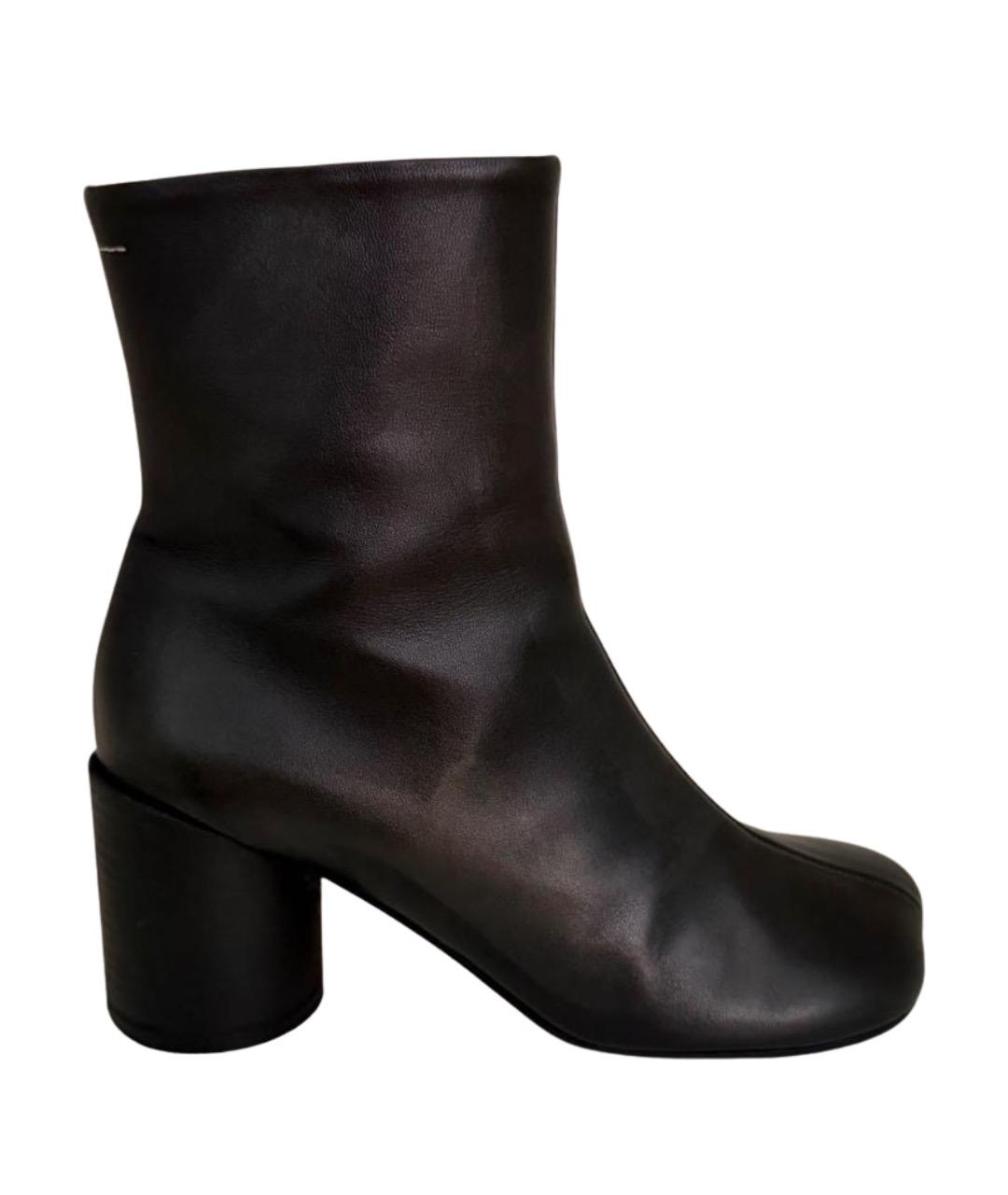 MM6 MAISON MARGIELA Черные кожаные ботильоны, фото 1