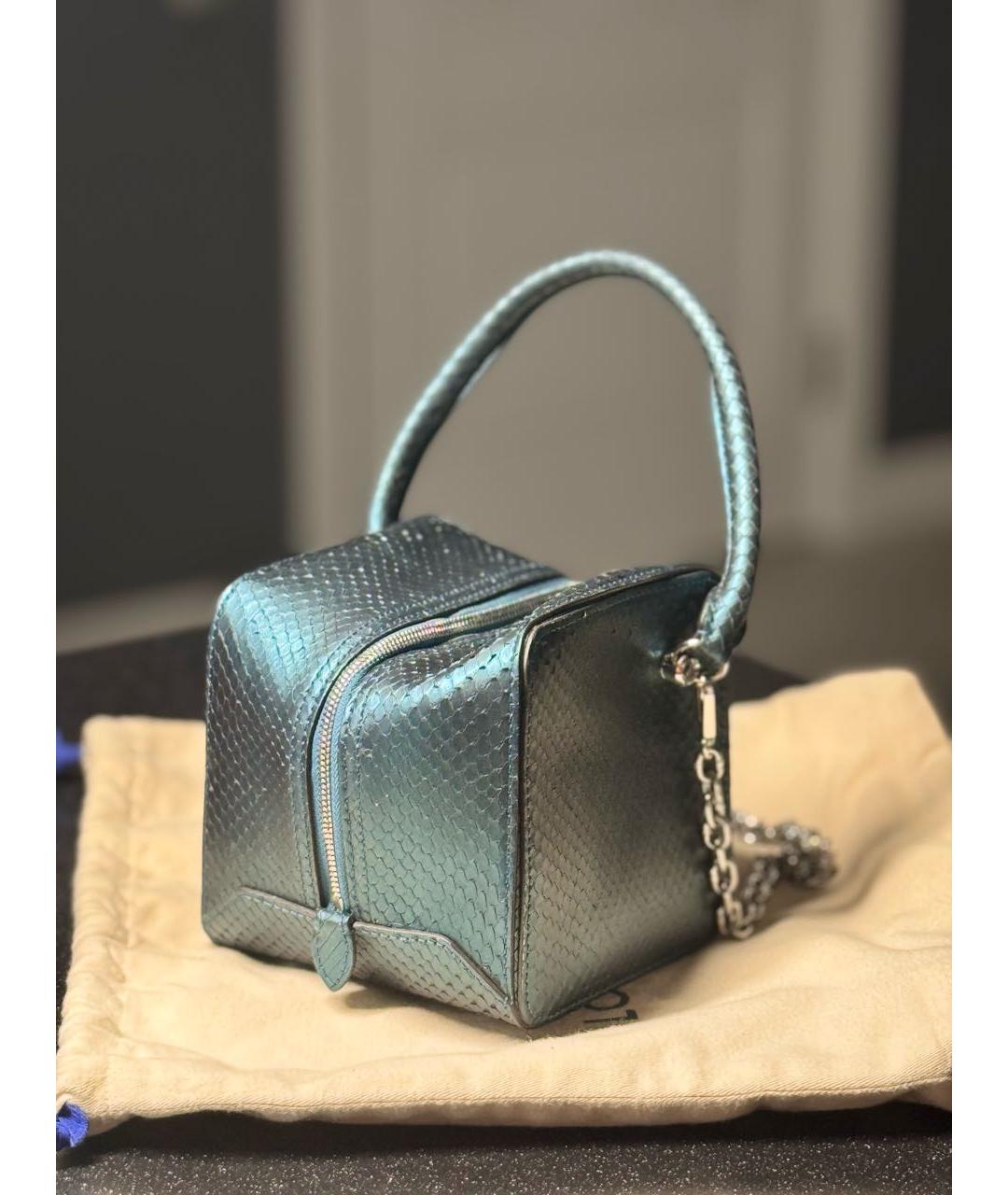 LOUIS VUITTON Бирюзовая сумка с короткими ручками из экзотической кожи, фото 5