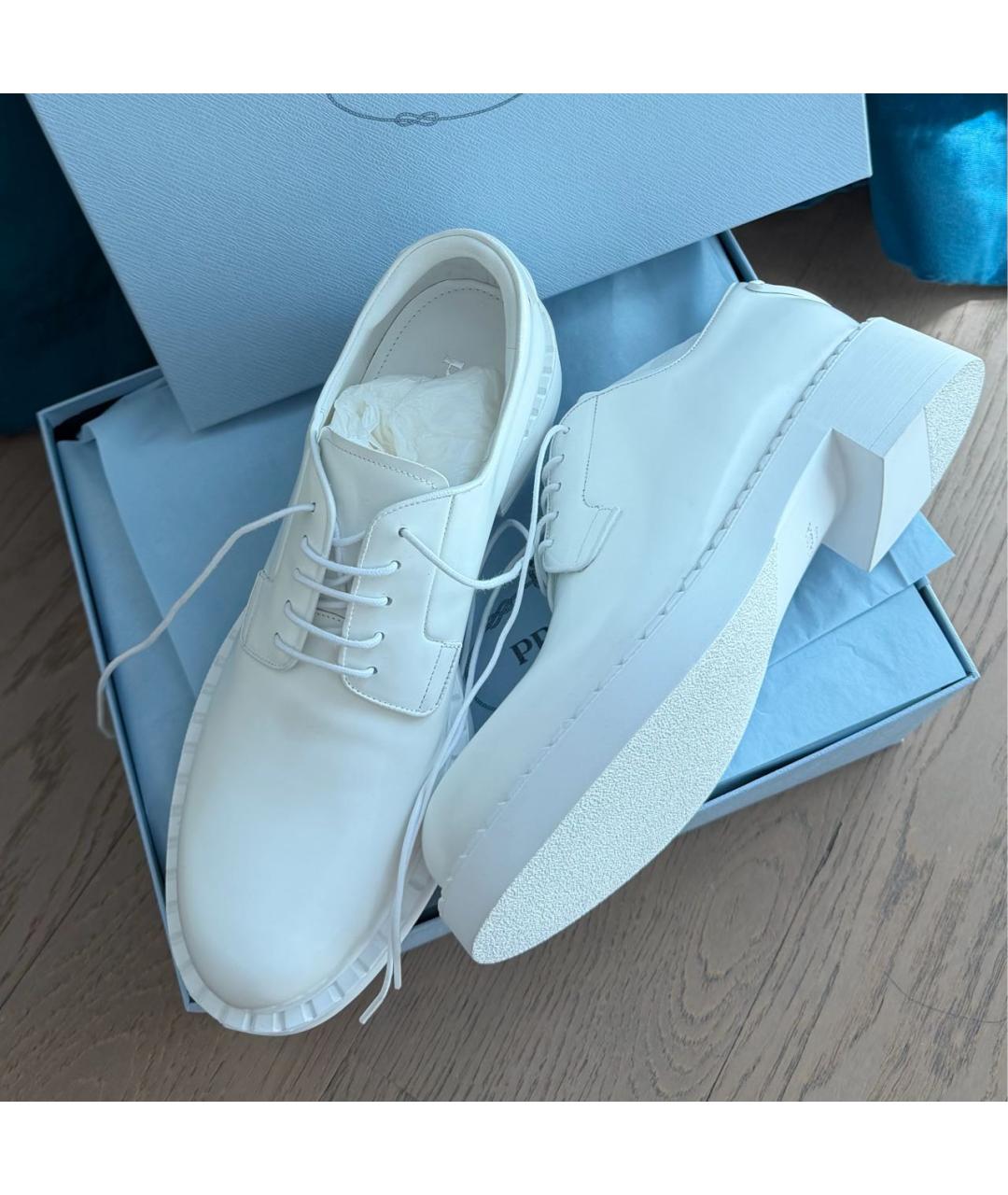 PRADA Белые кожаные лоферы, фото 8