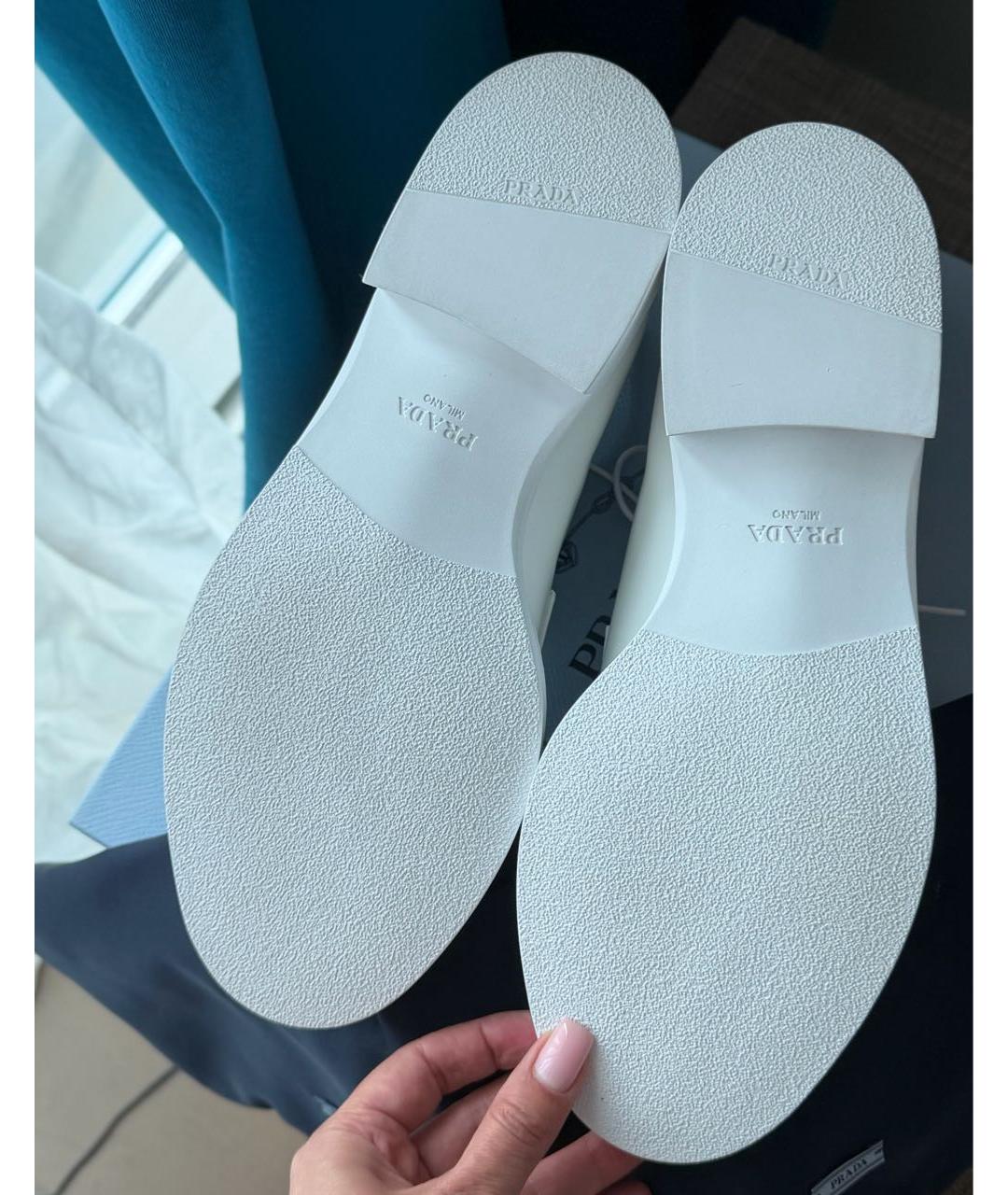 PRADA Белые кожаные лоферы, фото 3