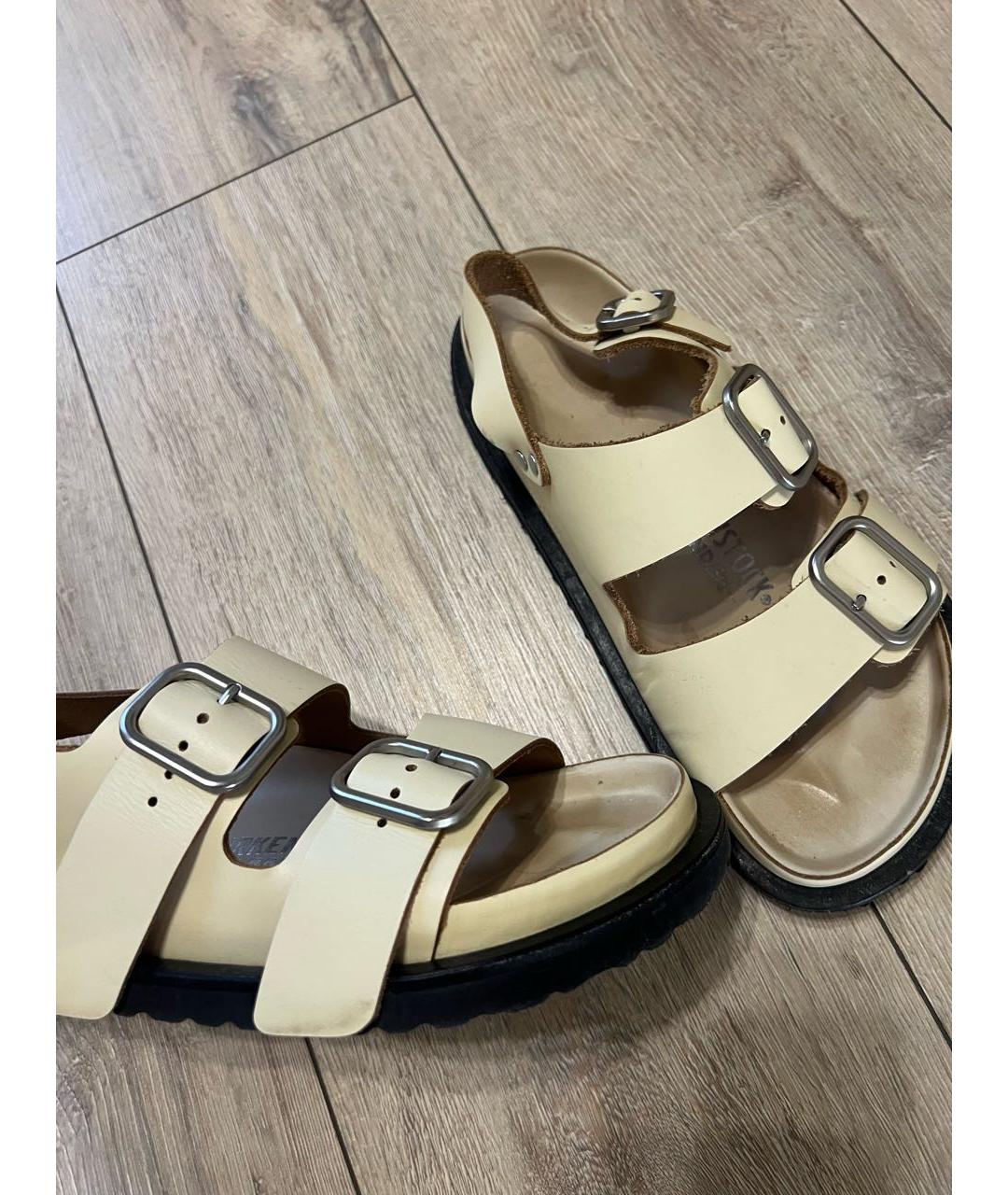 JIL SANDER Бежевые кожаные босоножки, фото 3