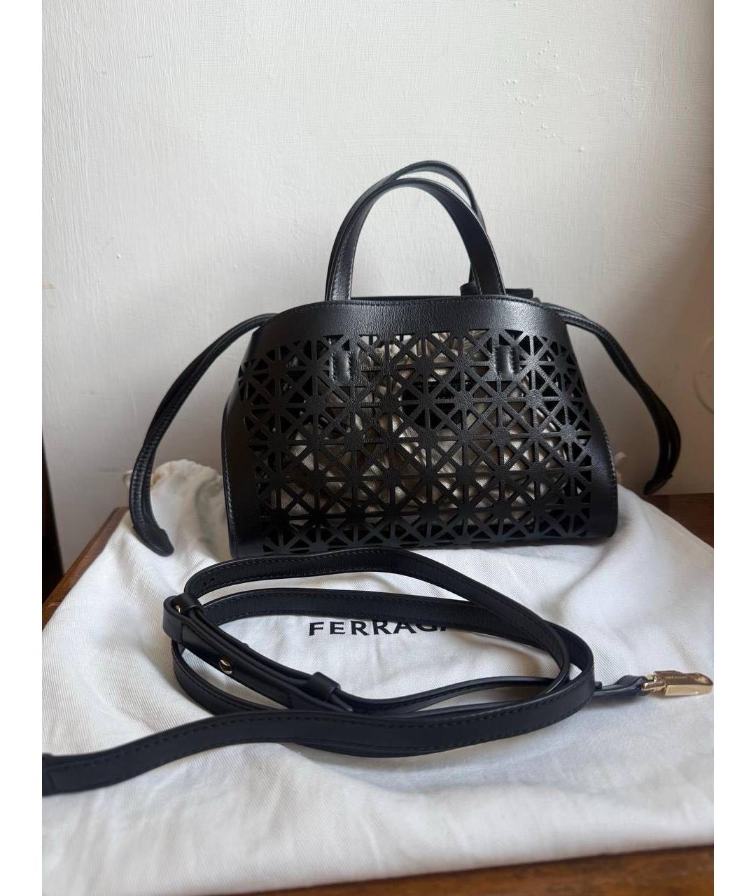 FERRAGAMO Черная кожаная сумка с короткими ручками, фото 3