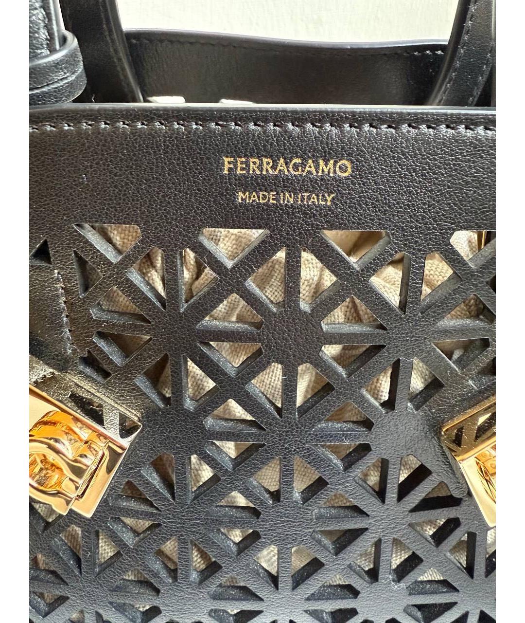 FERRAGAMO Черная кожаная сумка с короткими ручками, фото 7
