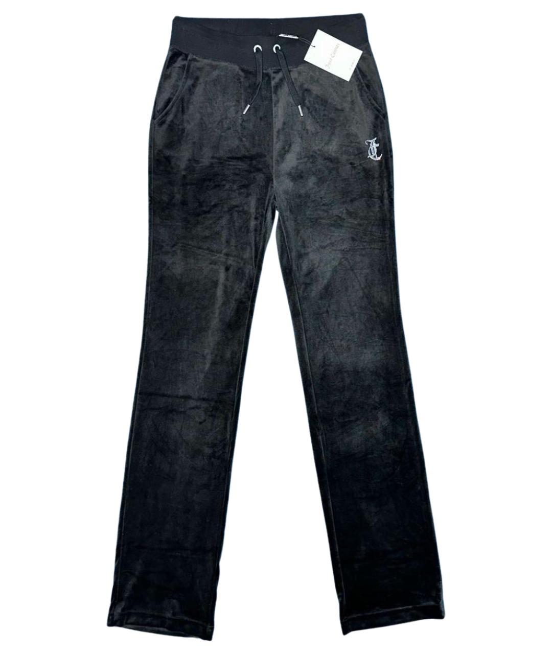 JUICY COUTURE Черные велюровые прямые брюки, фото 1